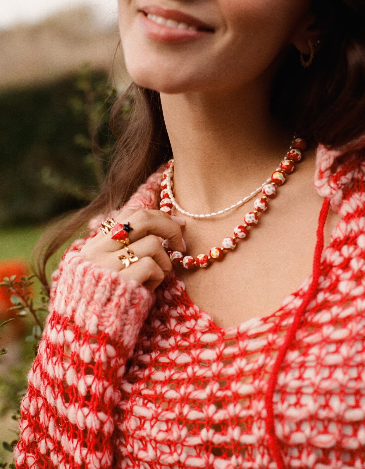 Collar carmesí de acero bañado en oro Rojo Singularu Rojo-5