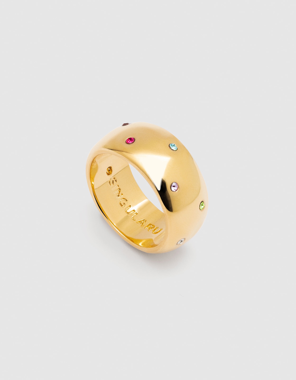 Anillo curve rainbow de acero bañado en oro - Singularu - Dorado Dorado-3