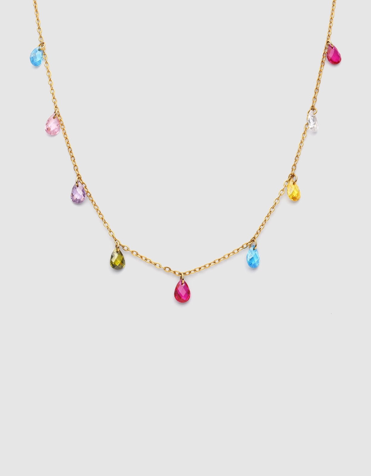 Colar Xiqueta Meua Colors de Aço Banhado a Ouro Multicolor-1