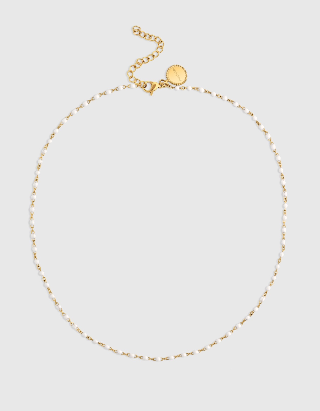 Collar dots enamel de acero bañado en oro - Singularu - Blanco Blanco-4