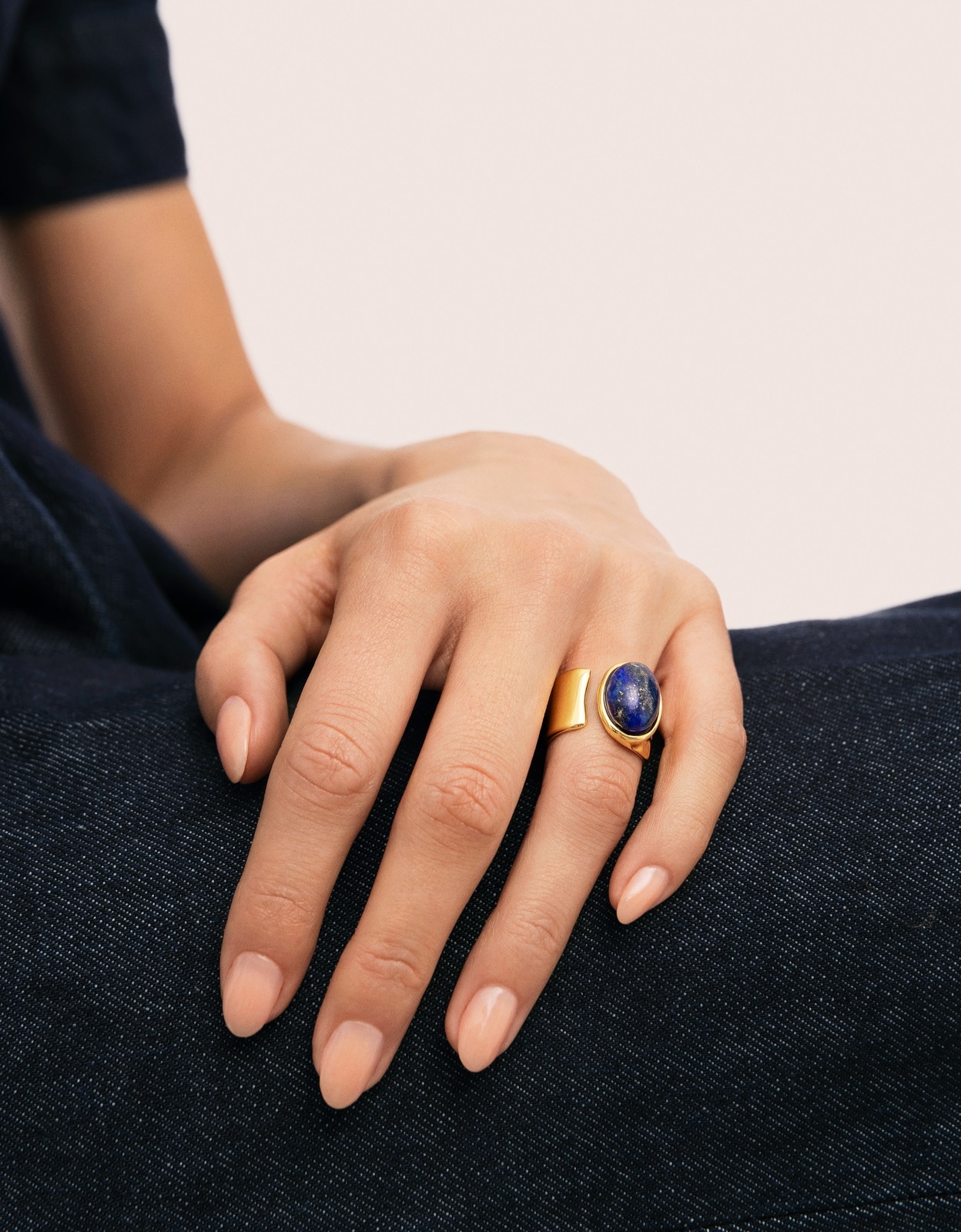 Anillo índigo azul de acero bañado en oro Azul Singularu Azul-4