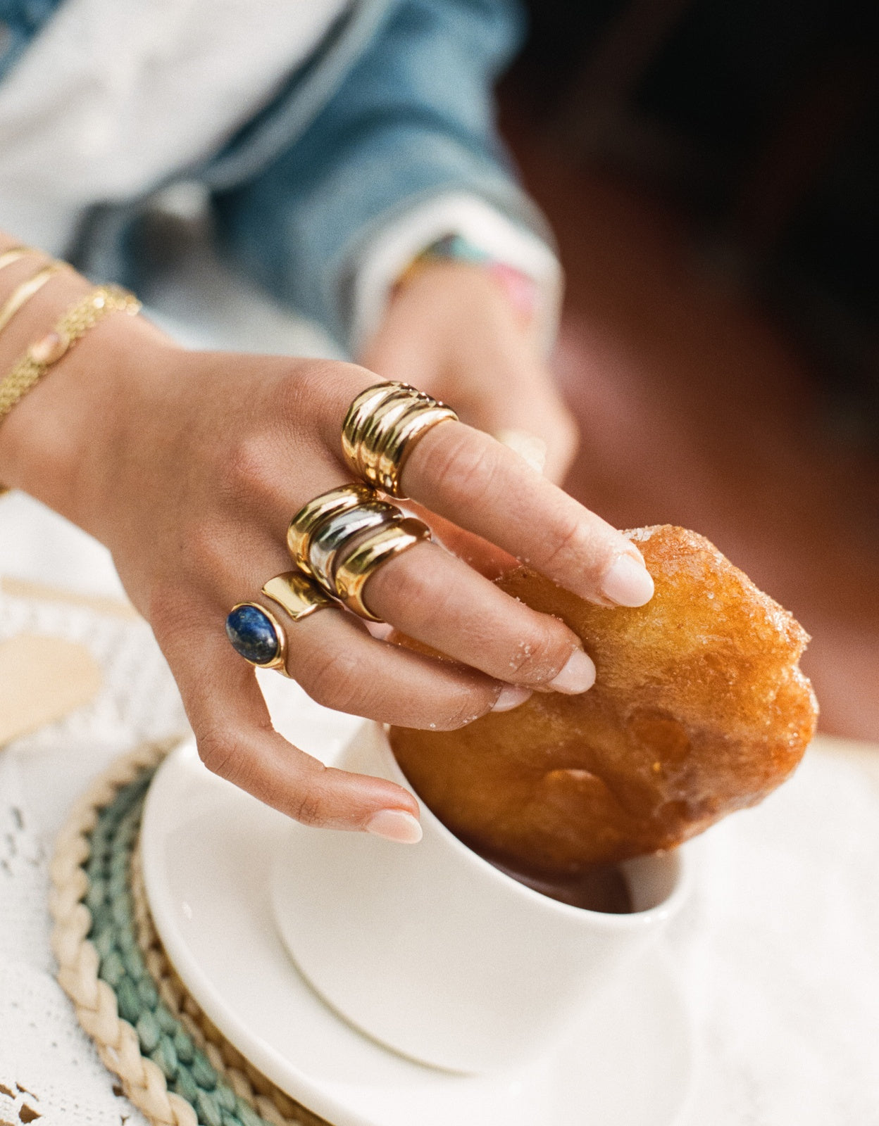 Anillo índigo azul de acero bañado en oro Azul Singularu Azul-6