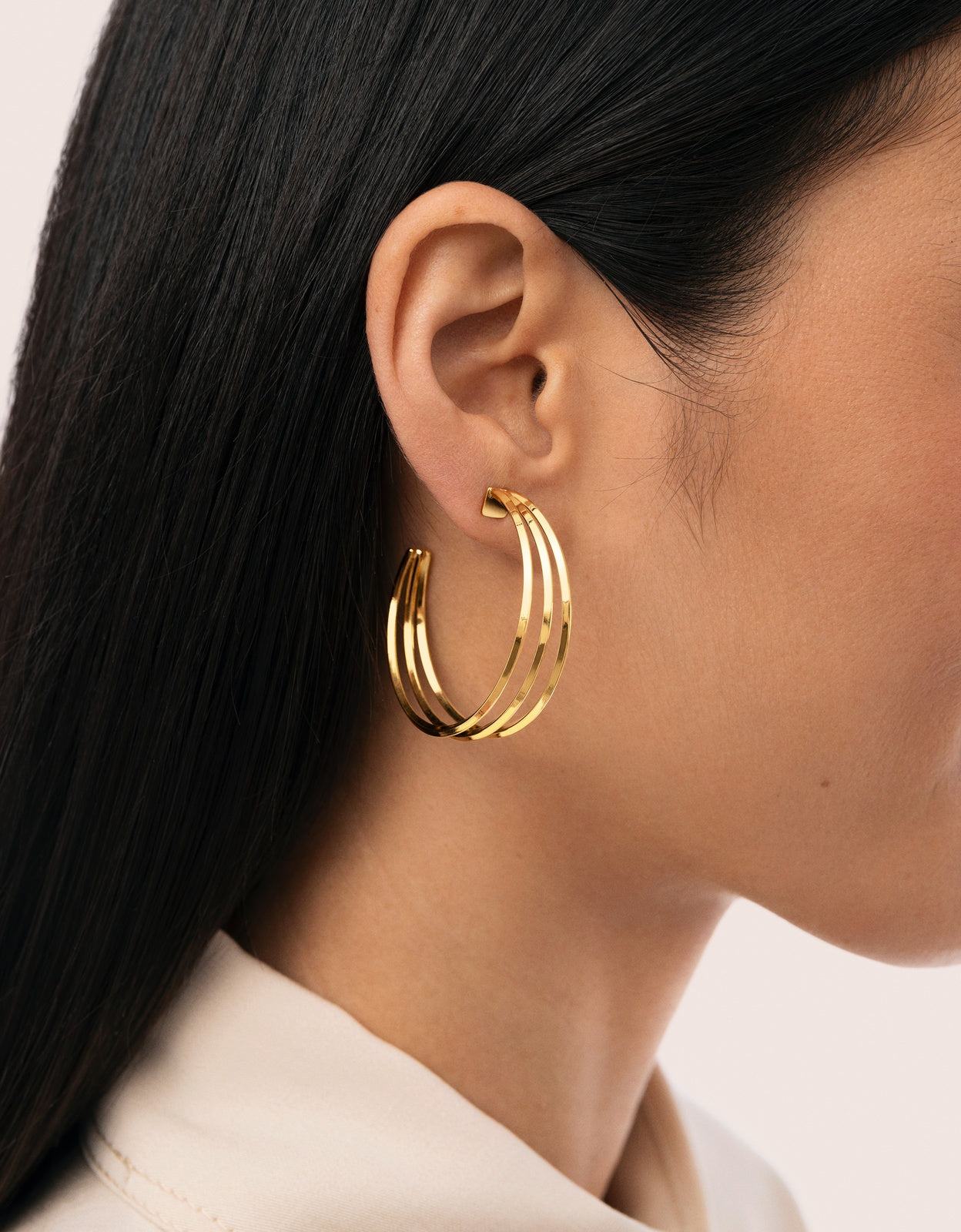 Pendientes eclipse de acero bañado en oro - Singularu - Dorado Dorado-2