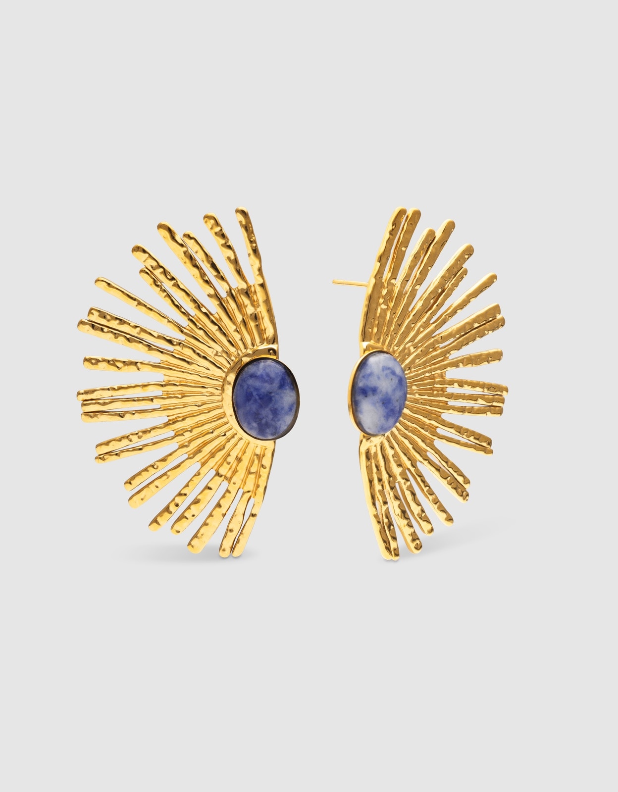 Pendientes sunbeam azul de acero bañado en oro - Singularu - Azul Azul-1