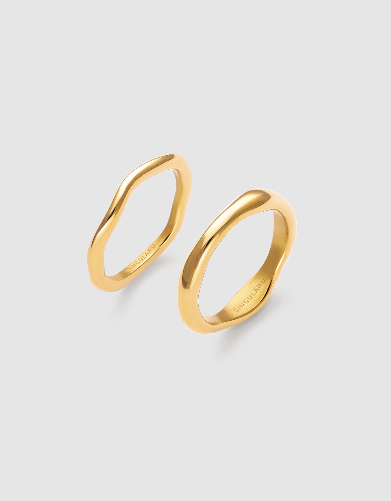 Imagen 1 de Pack 2 anillos nea de acero bañado en oro - Singularu - Dorado Dorado