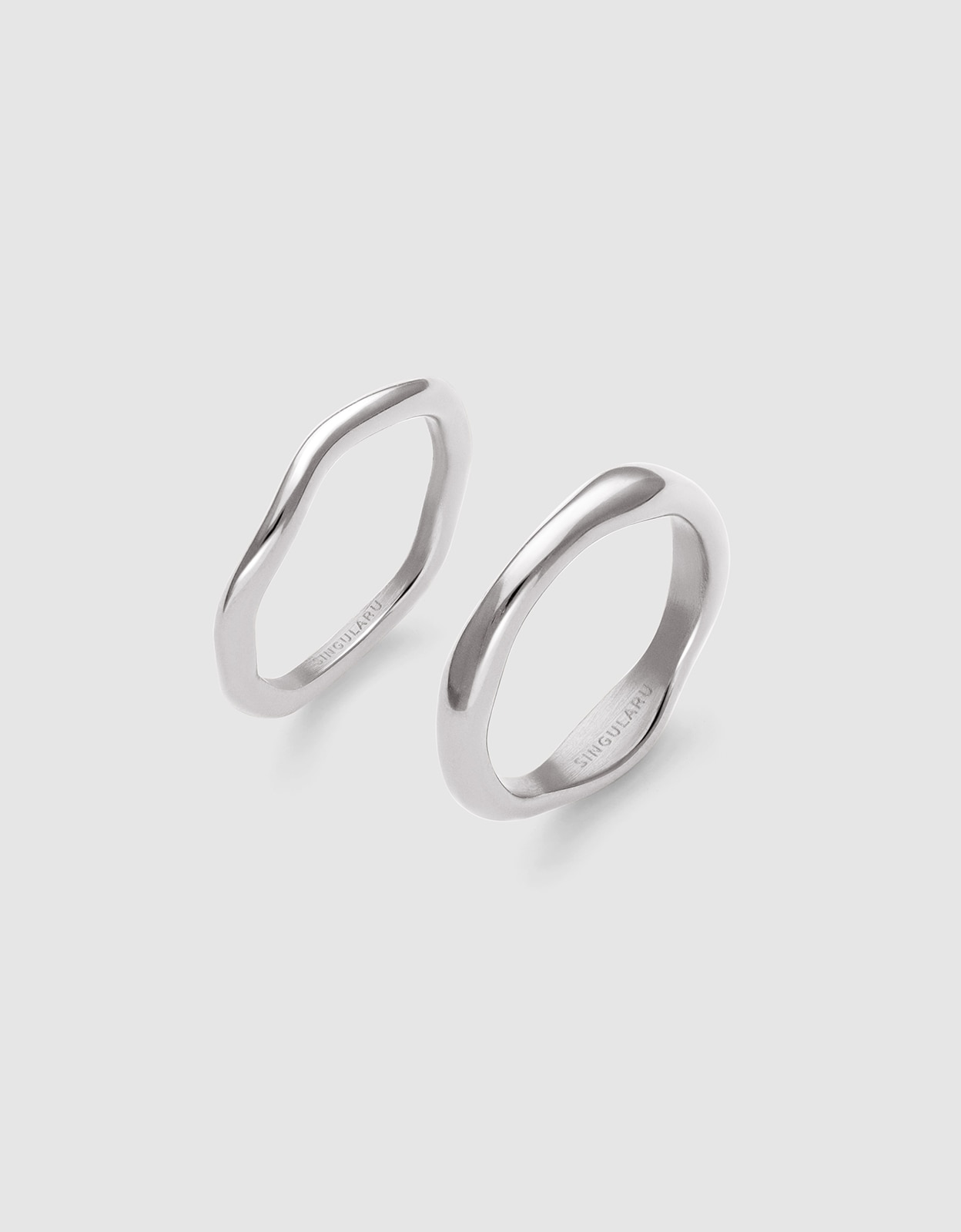 Imagen 0 de Pack 2 anillos nea de acero Plateado