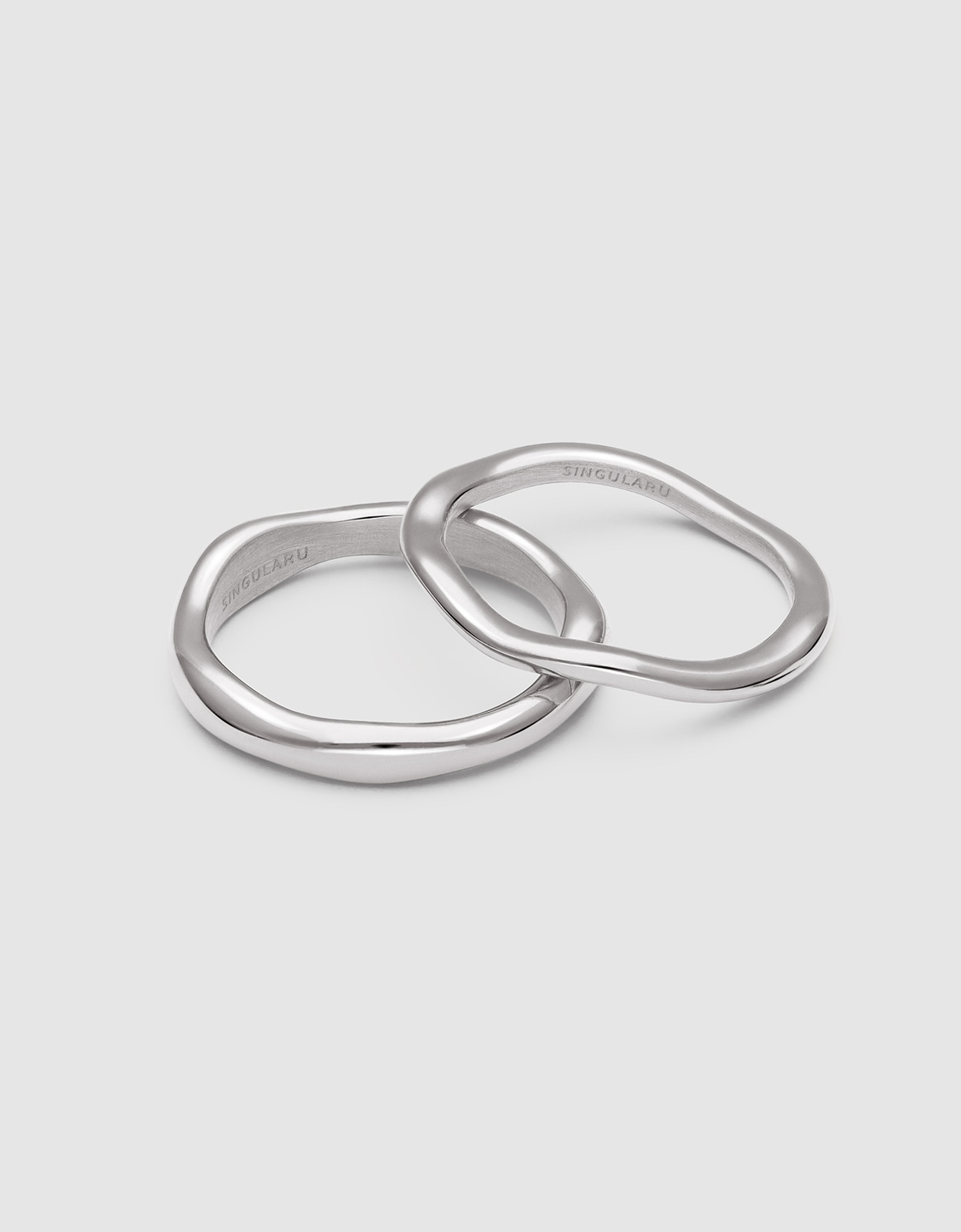 Pack 2 anillos nea de acero - Singularu - Plateado Plateado-3