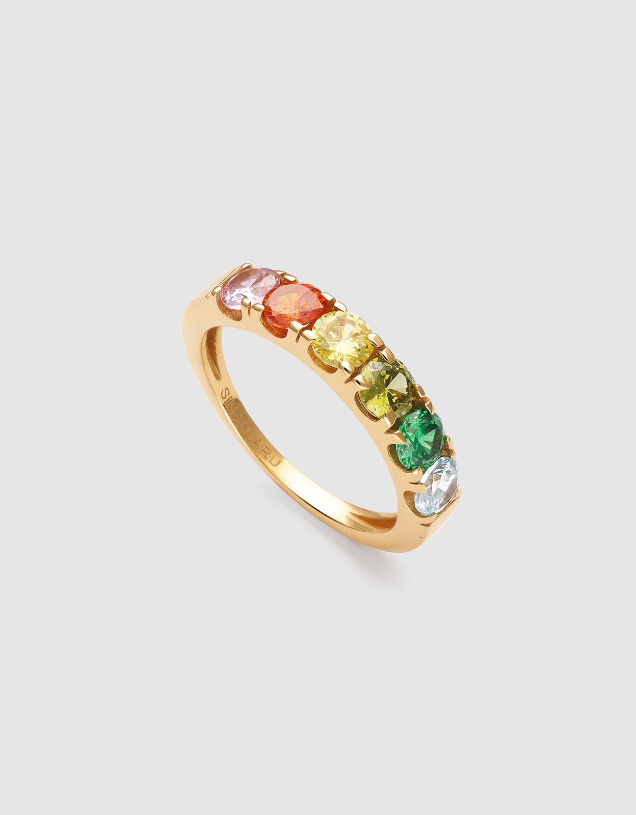 Imagen 3 de Anillo colorway de aleación de metales bañado en oro - Singularu - Multicolor Multicolor