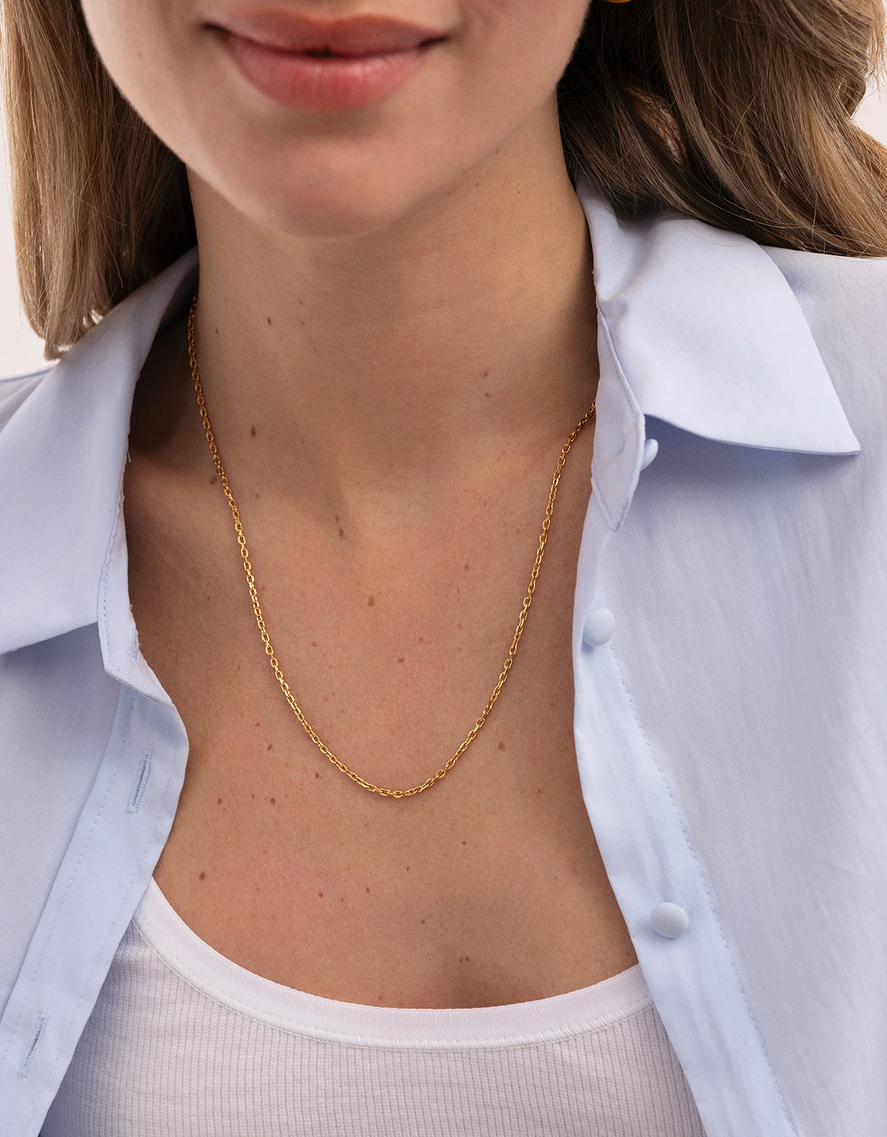 Collar ana de acero bañado en oro - Singularu - Dorado Dorado-2