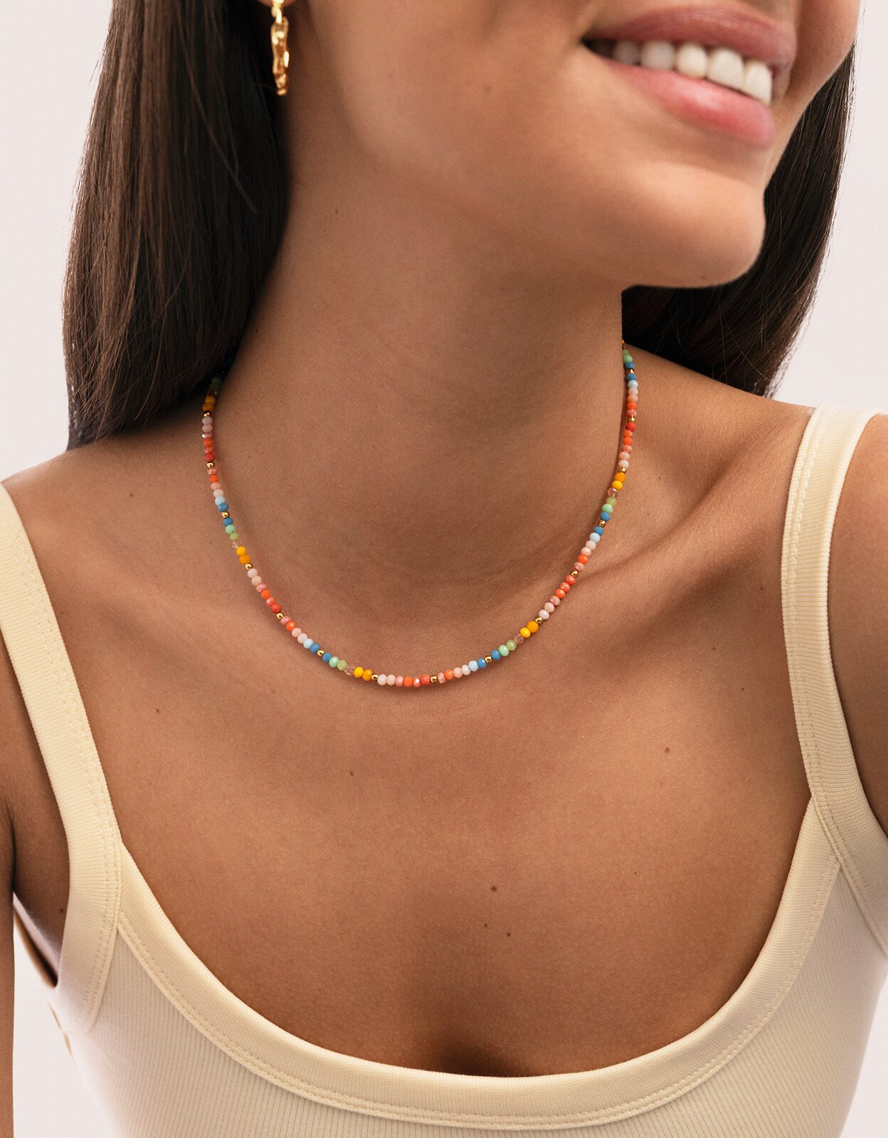 Collar crystals pastel de acero bañado en oro - Singularu - Multicolor Multicolor-2