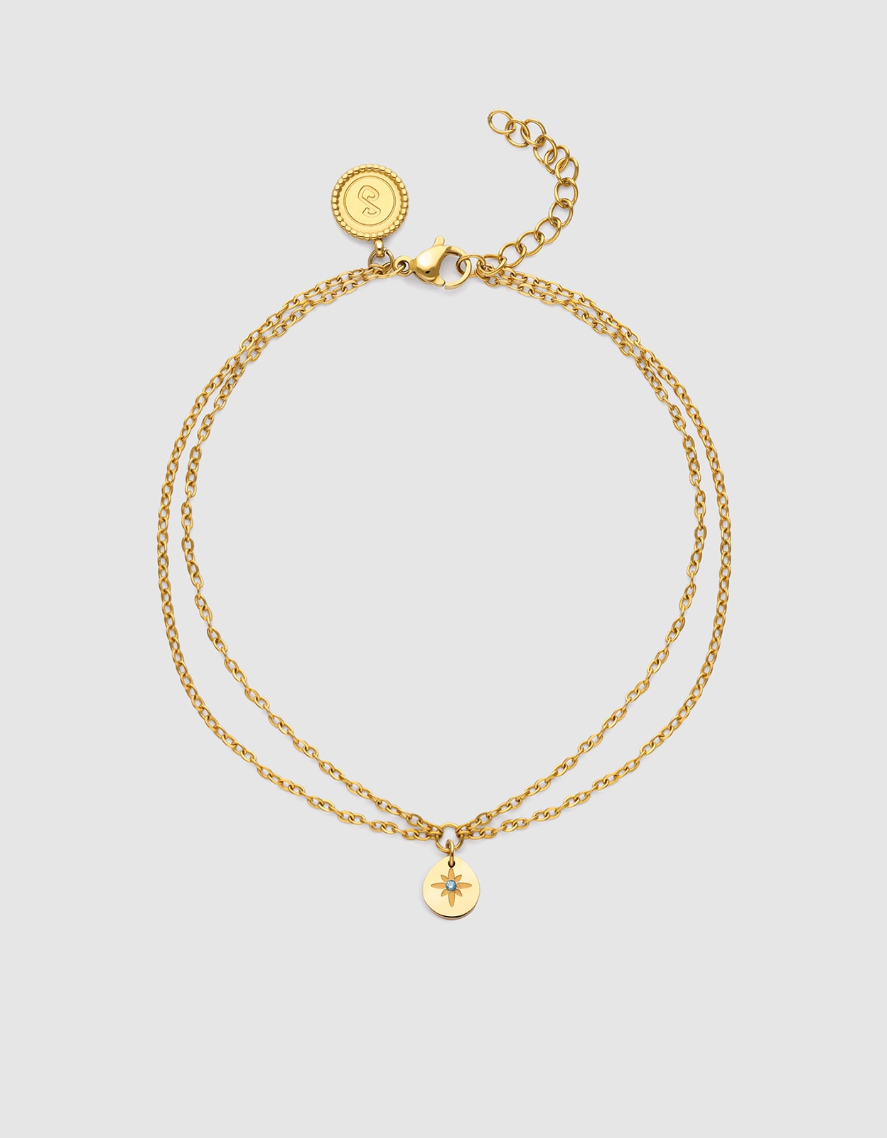 Imagen 0 de Pulsera tobillera boho polar star de acero bañado en oro Dorado