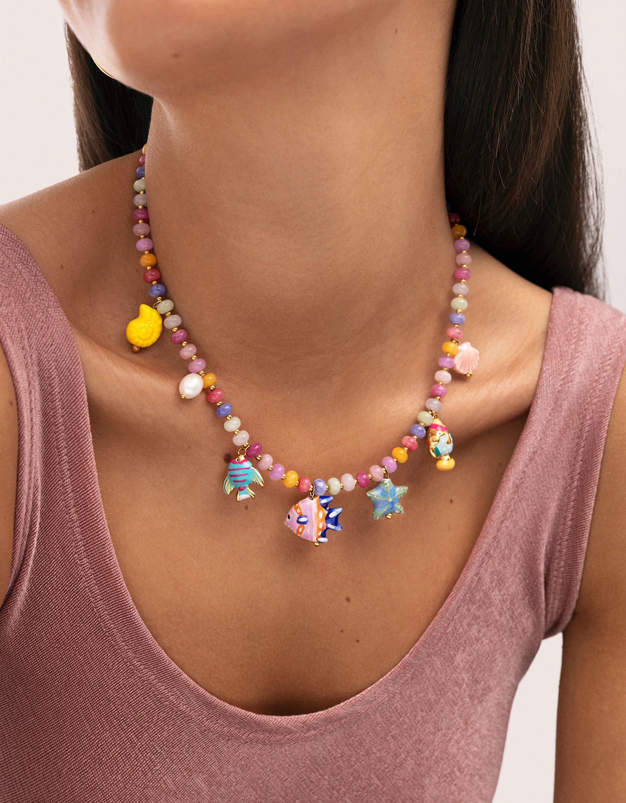 Collar oceánic colors de acero bañado en oro Multicolor Singularu Multicolor-3