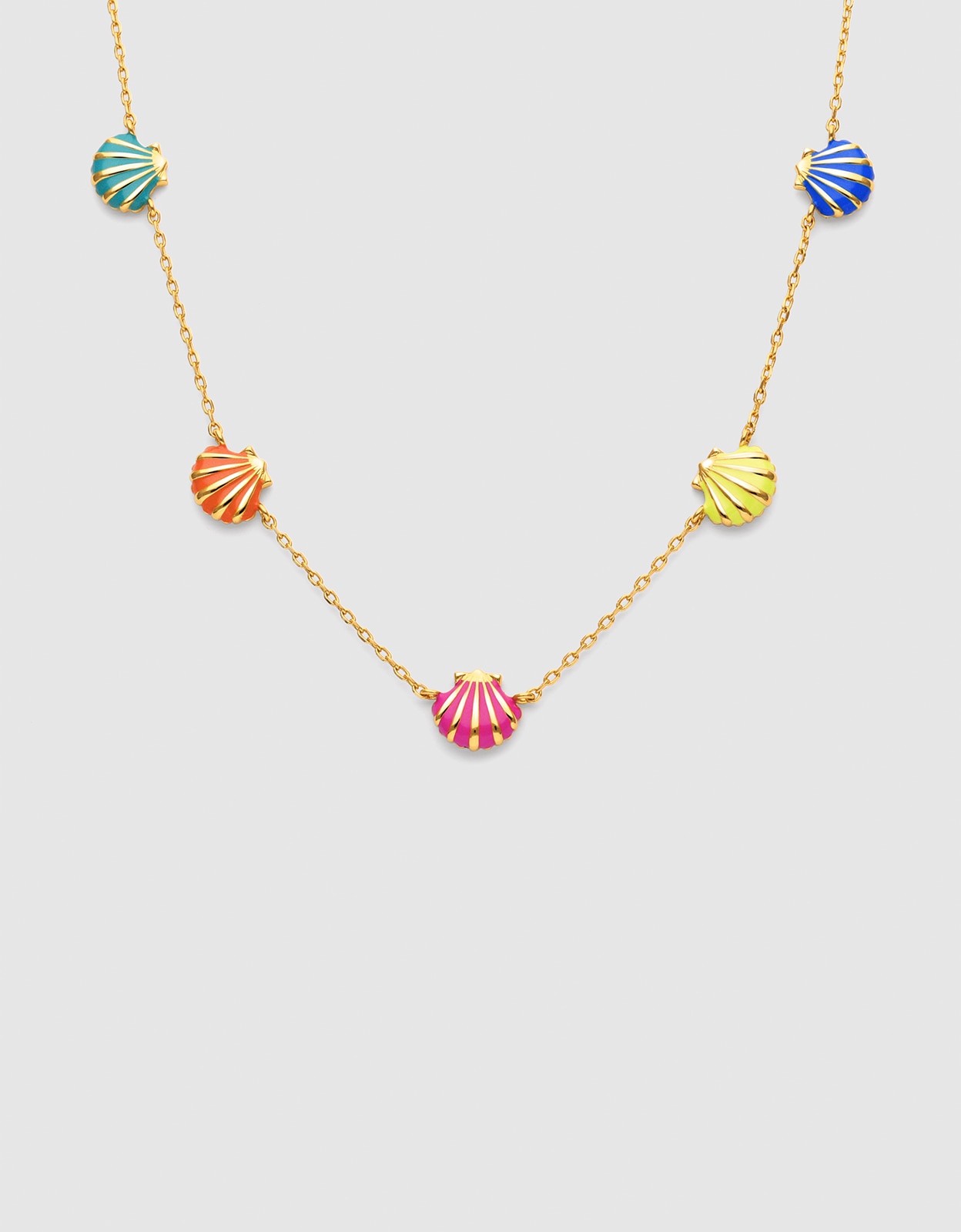 Imagen 0 de Collar conchas enamel de aleación de metales bañado en oro Multicolor