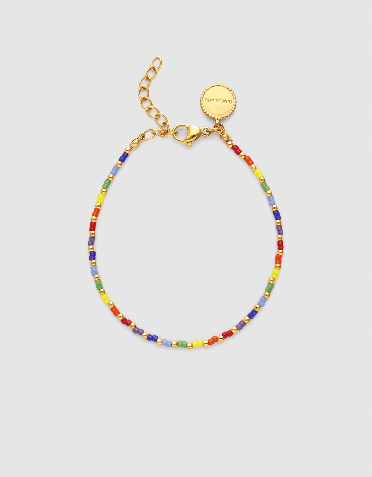 Imagen 0 de Pulsera de cadena rainbow colors de acero bañado en oro Multicolor