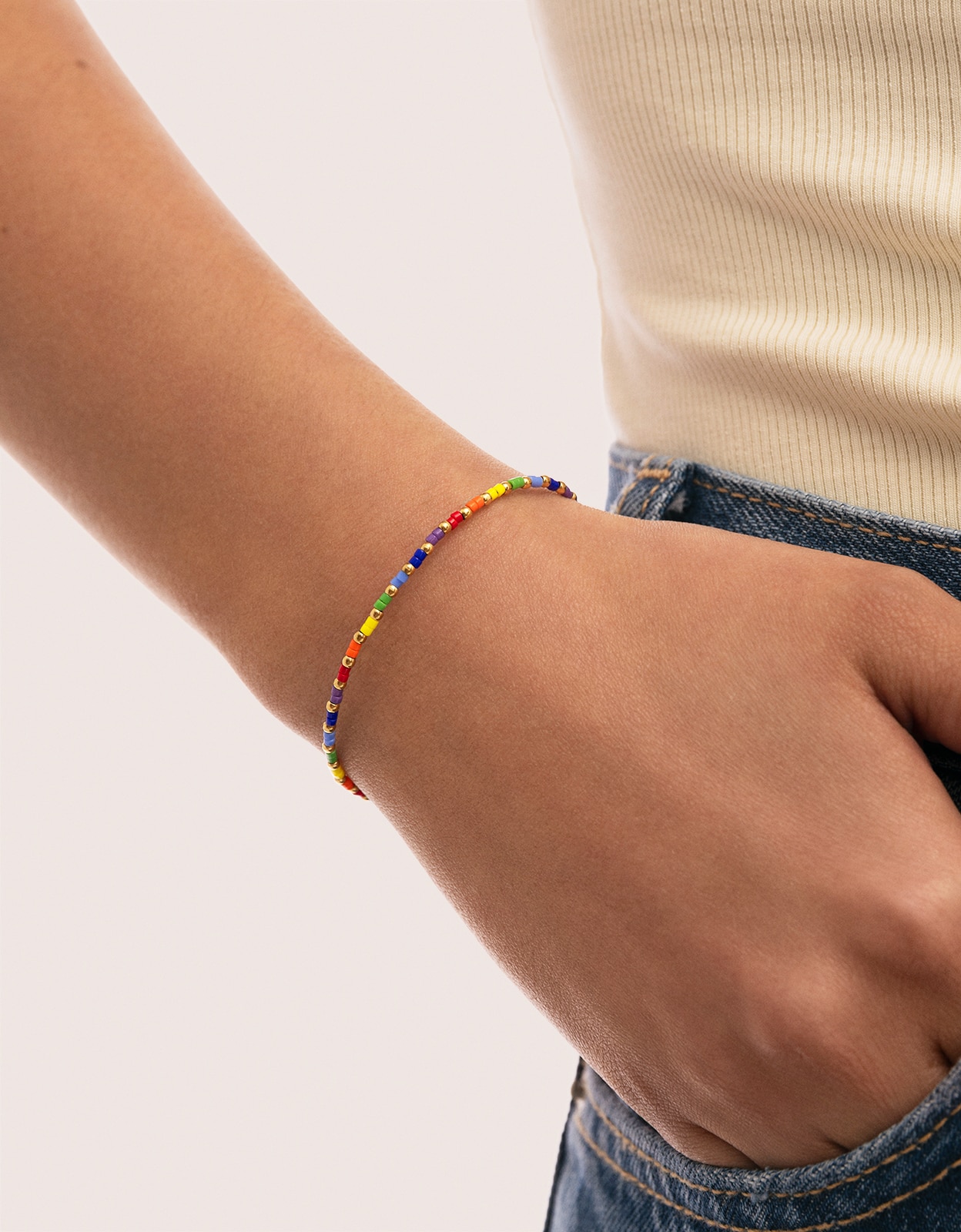 Pulsera de cadena rainbow colors de acero bañado en oro - Singularu - Multicolor Multicolor-2