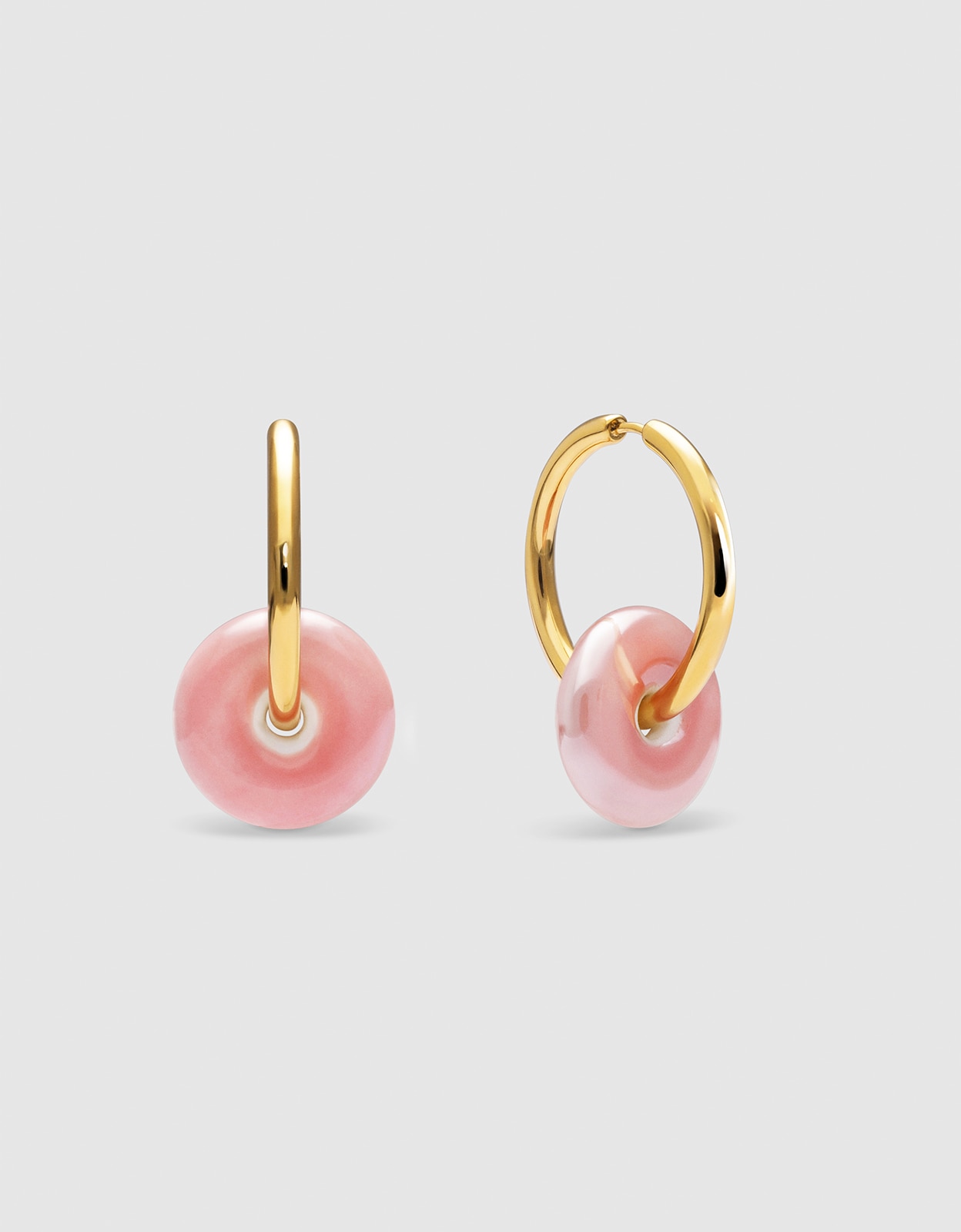 Pendientes aro carmen l rosé de acero bañado en oro - Singularu - Rosa Rosa-1