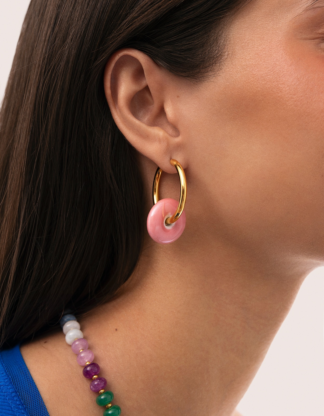 Pendientes aro carmen l rosé de acero bañado en oro - Singularu - Rosa Rosa-2