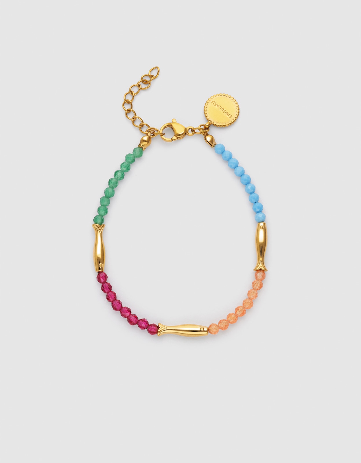 Imagen 0 de Pulsera de cadena dye peces de acero bañado en oro Multicolor