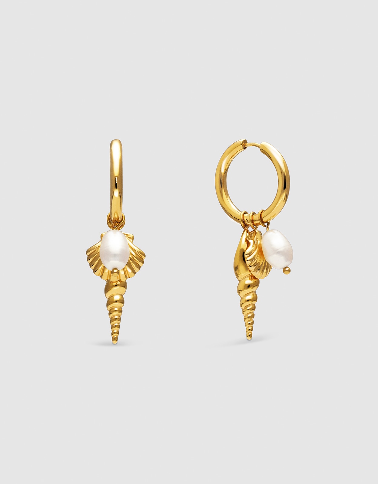 Pendientes aro carmen true mar de acero bañado en oro - Singularu - Blanco Blanco-1