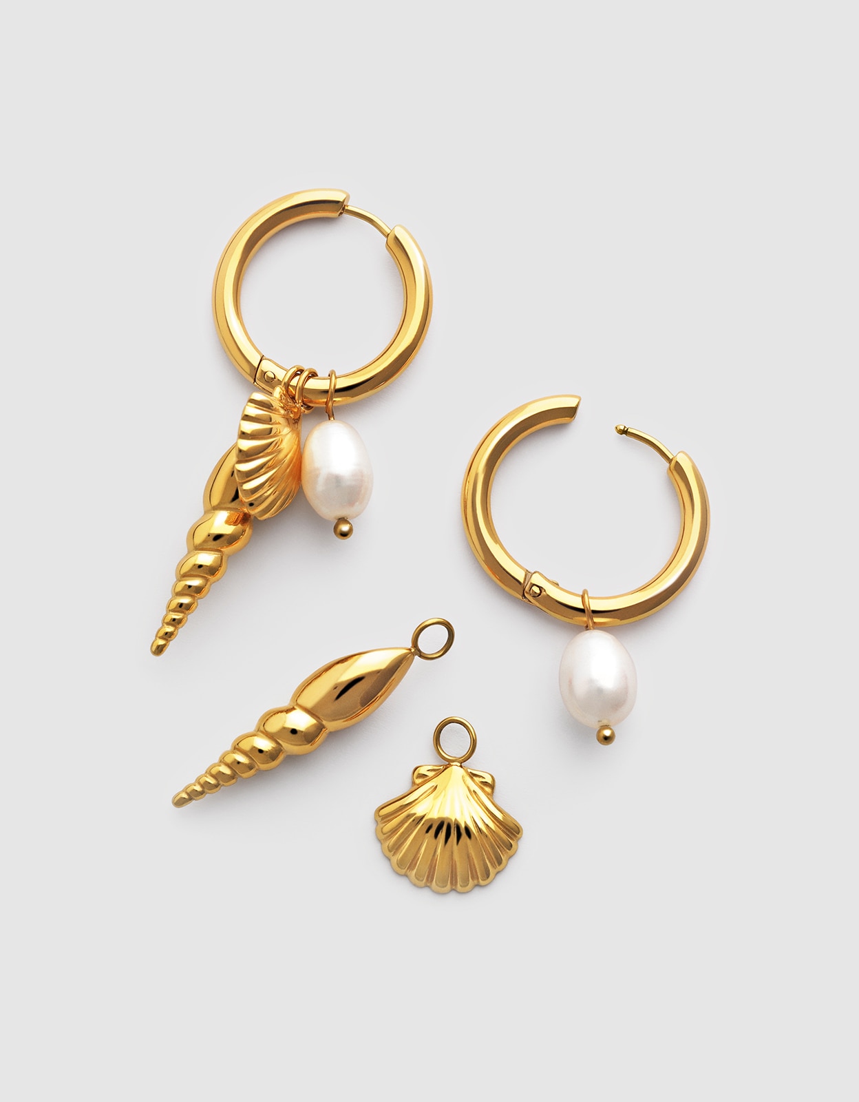 Pendientes aro carmen true mar de acero bañado en oro - Singularu - Blanco Blanco-4