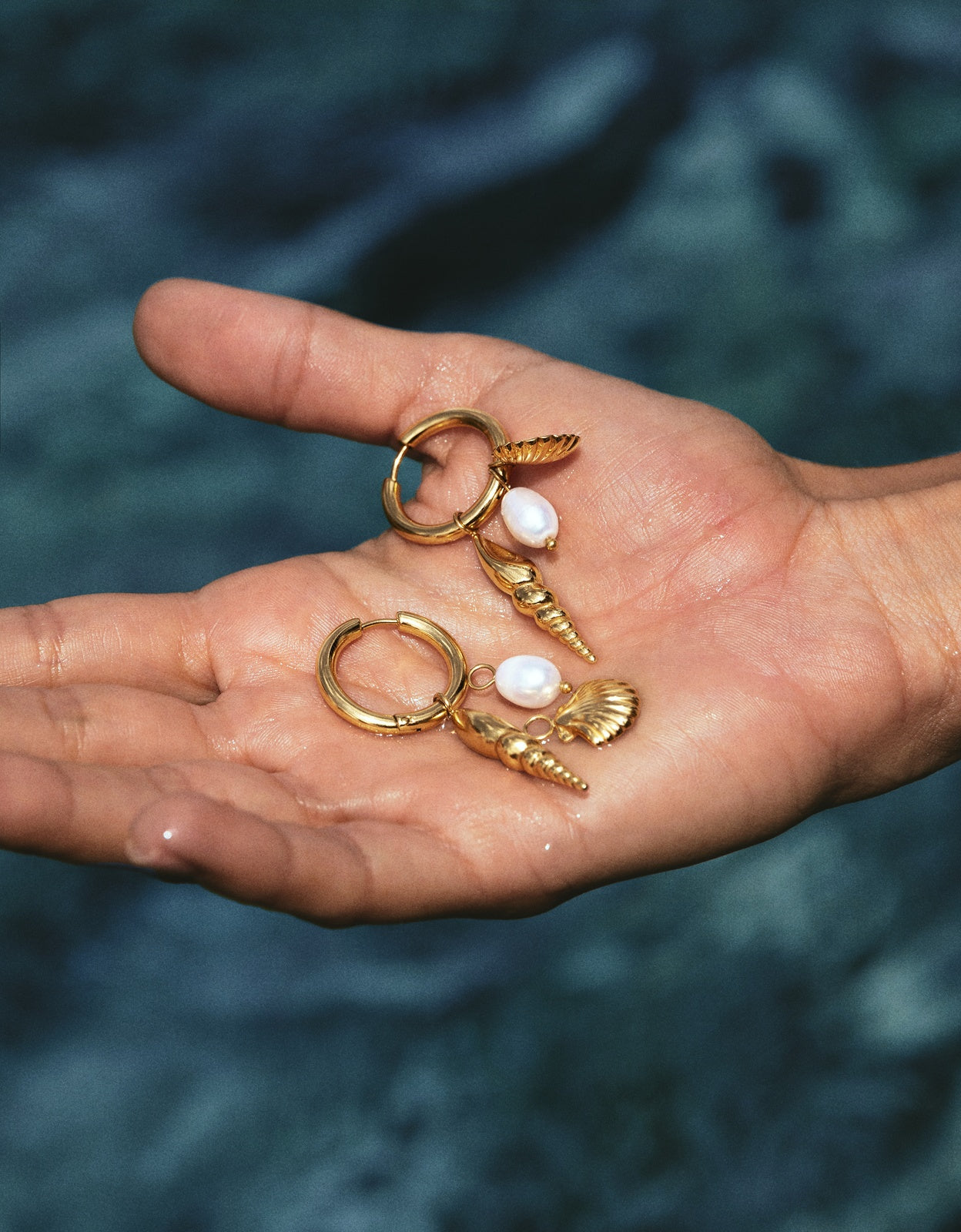 Pendientes aro carmen true mar de acero bañado en oro - Singularu - Blanco Blanco-6