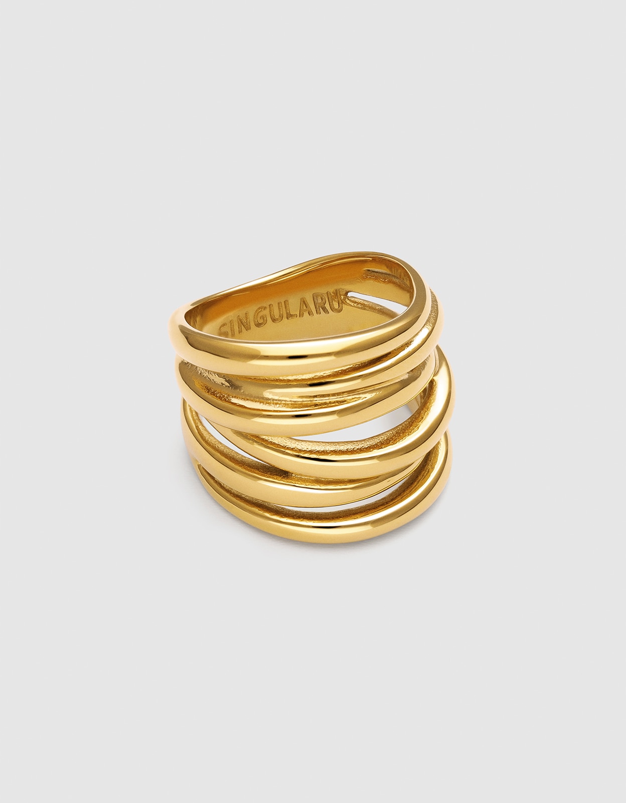 Imagen 0 de Anillo ondina de acero bañado en oro Dorado