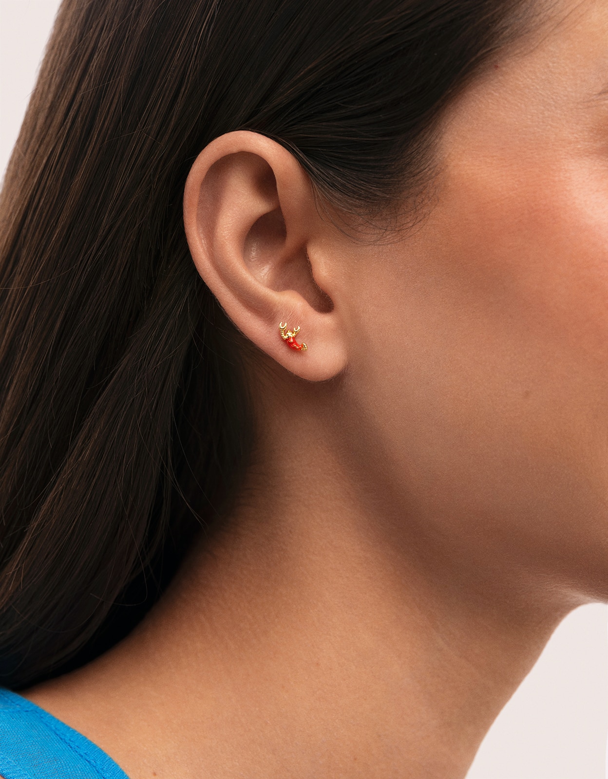 Piercing gambita de plata bañada en oro - Singularu - Rojo Rojo-2