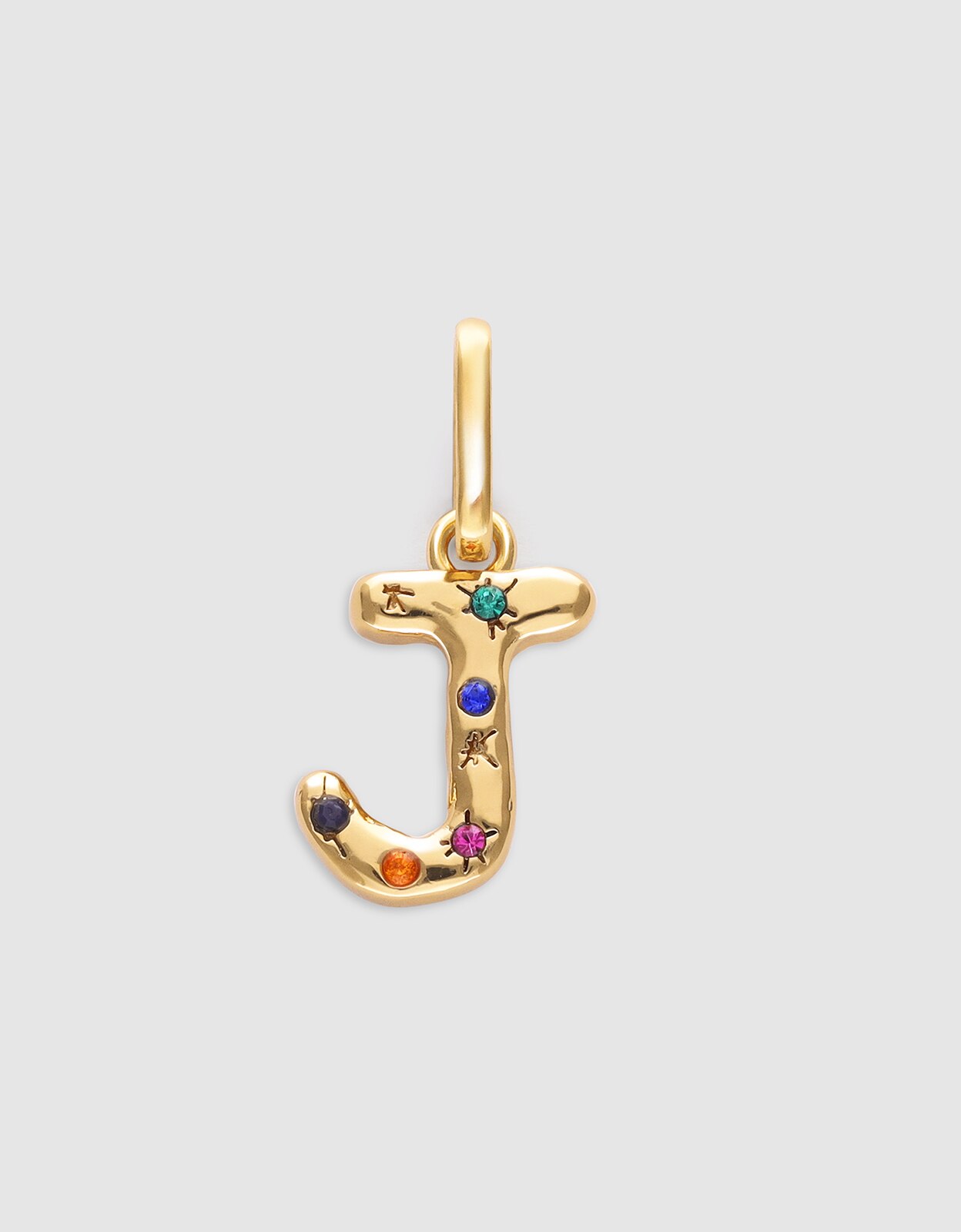 Charm inicial organic colors de aleación de metales bañado en oro - Singularu - j - Multicolor Multicolor-1
