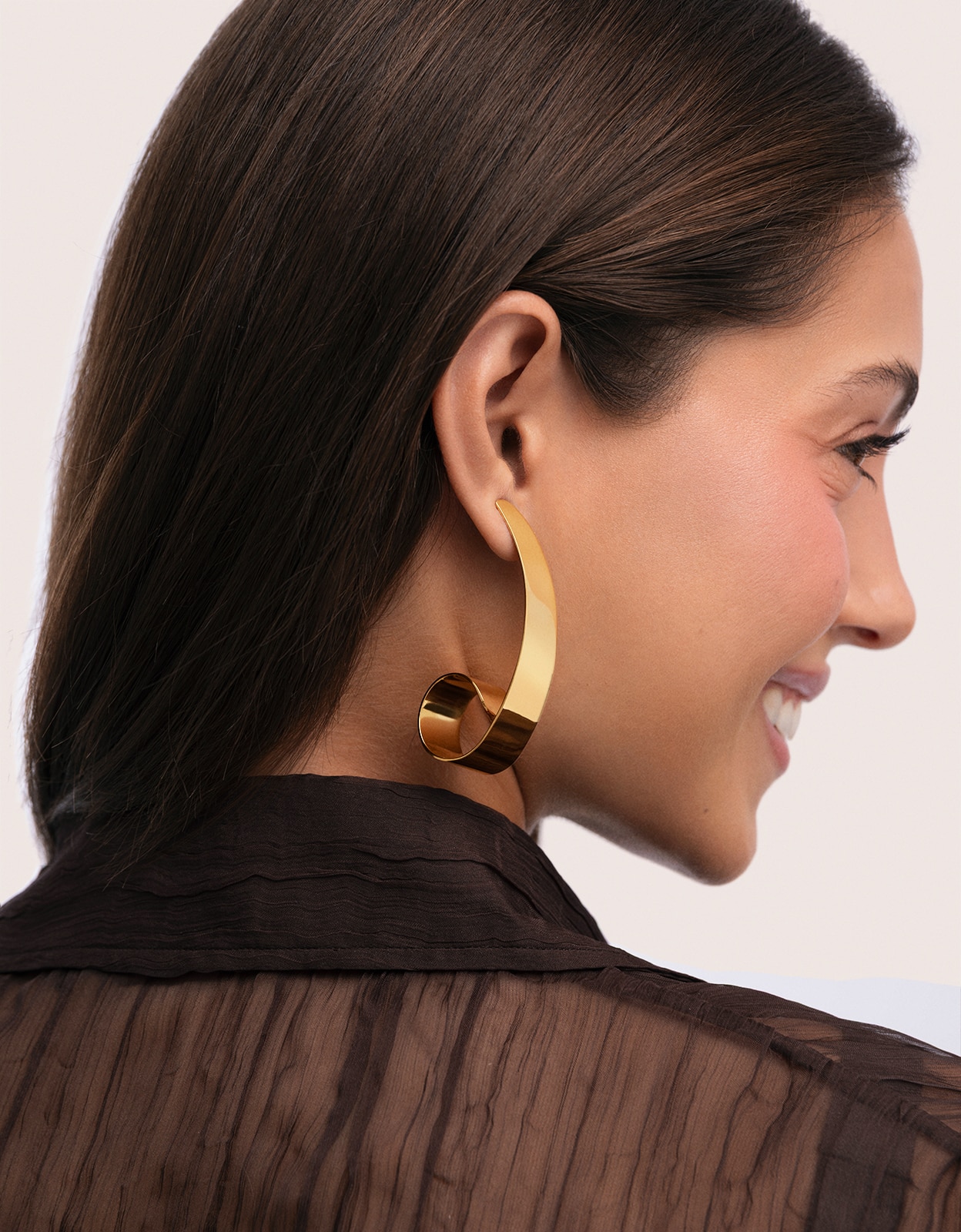 Pendientes long caracola de acero bañado en oro - Singularu - Dorado Dorado-3