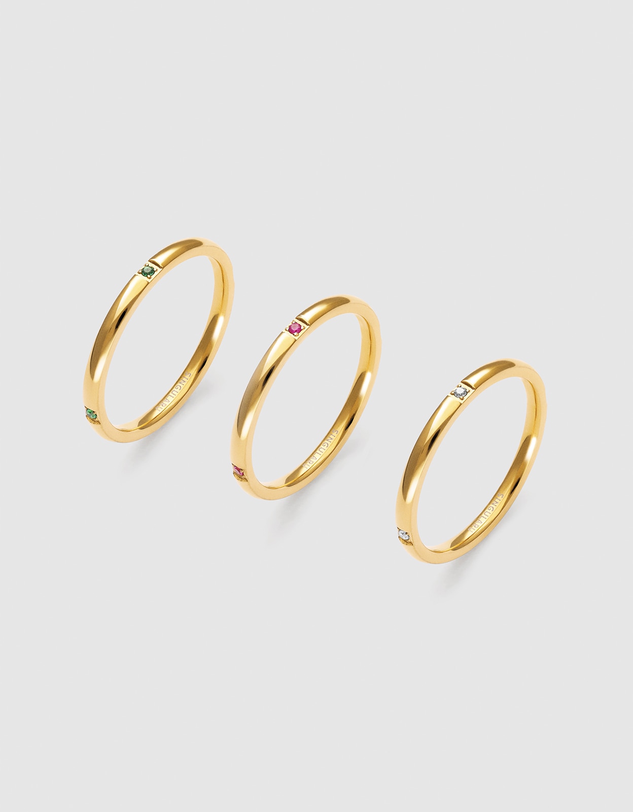 Pack 3 anillos palmar colors de acero bañado en oro - Singularu - Dorado Dorado-1