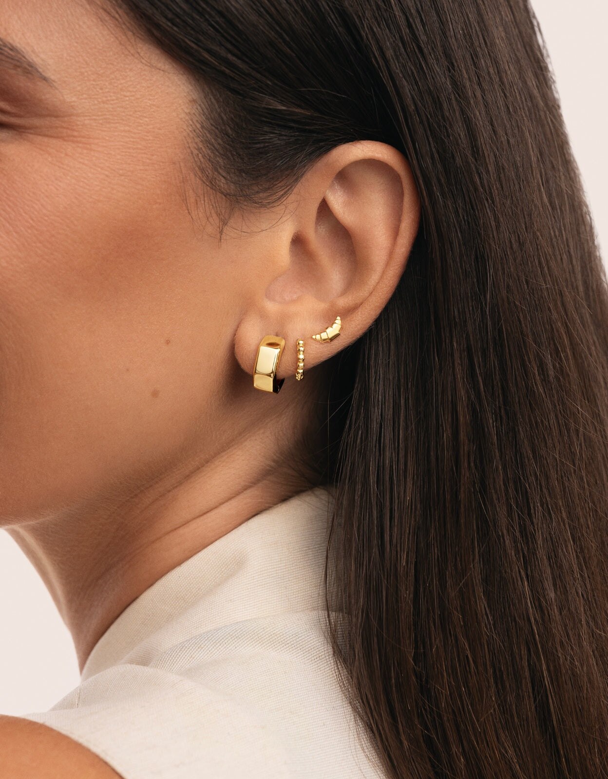 Piercing pebbles s de acero bañado en oro - Singularu - Dorado Dorado-4