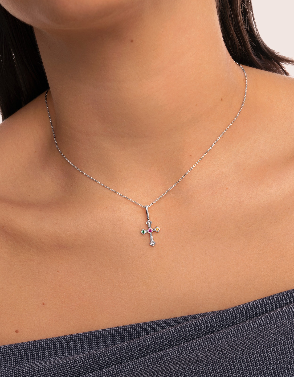 Imagen 2 de Charm mónica cruz de aleación de metales bañado en rodio - Singularu - Multicolor Multicolor