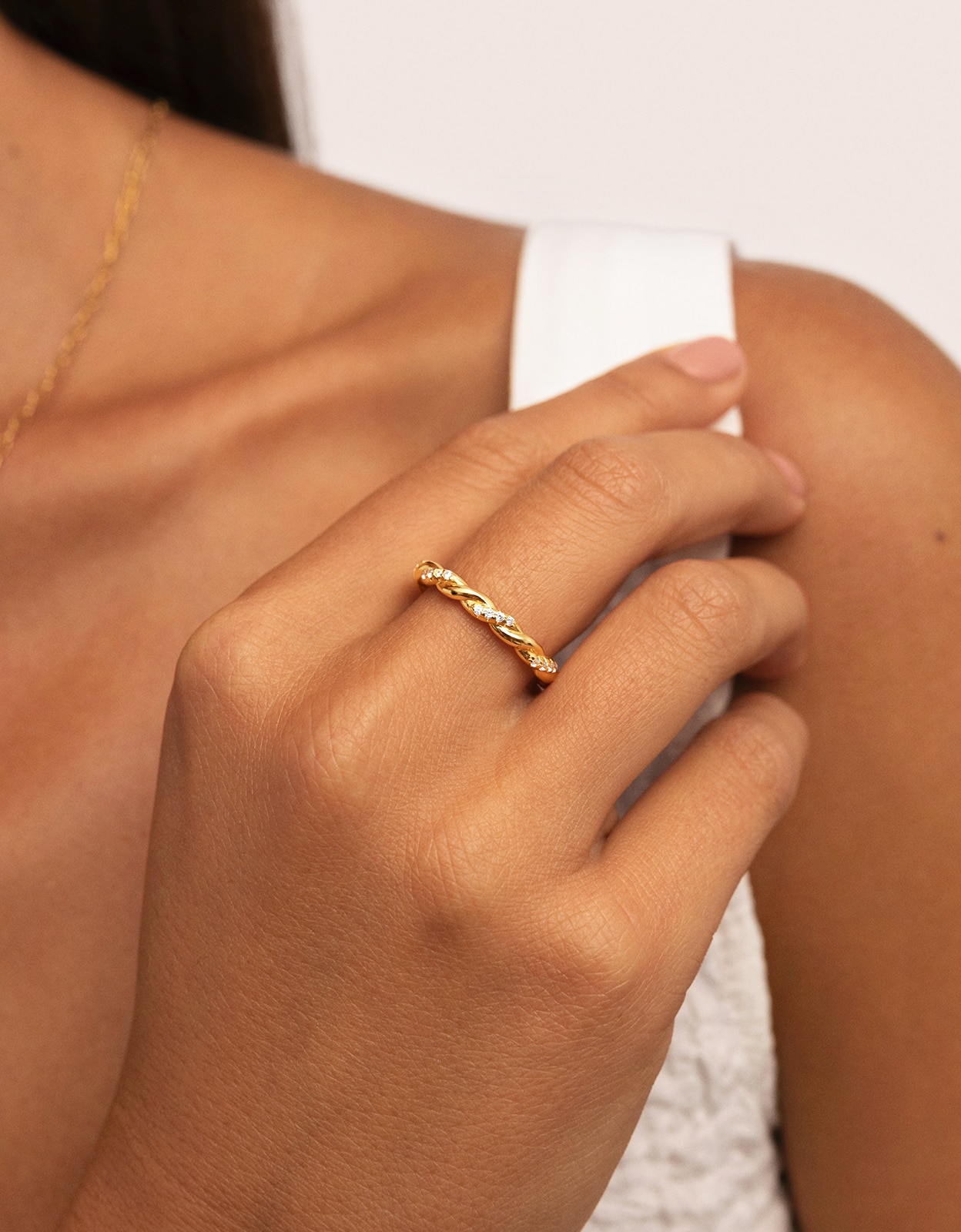 Anillo tressia de aleación de metales bañado en oro - Singularu - Dorado Dorado-2