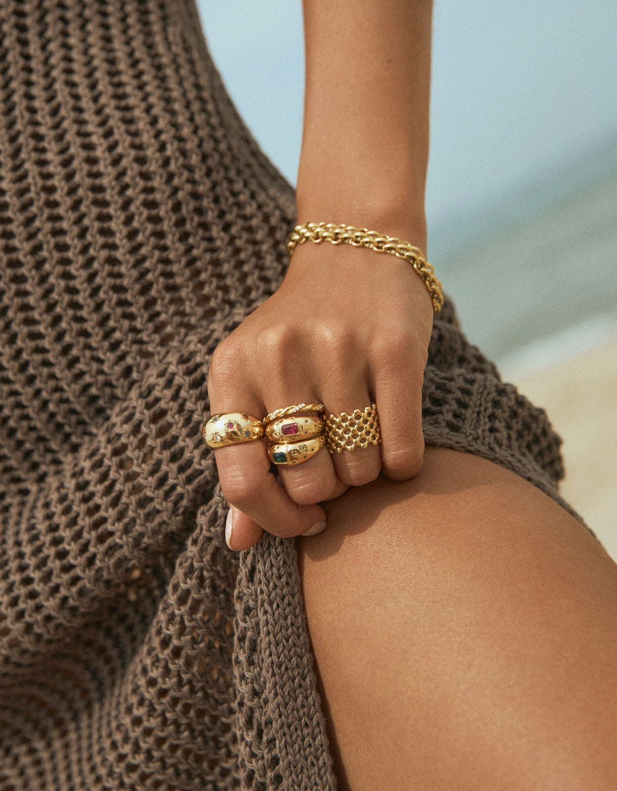 Anillo tressia de aleación de metales bañado en oro - Singularu - Dorado Dorado-4