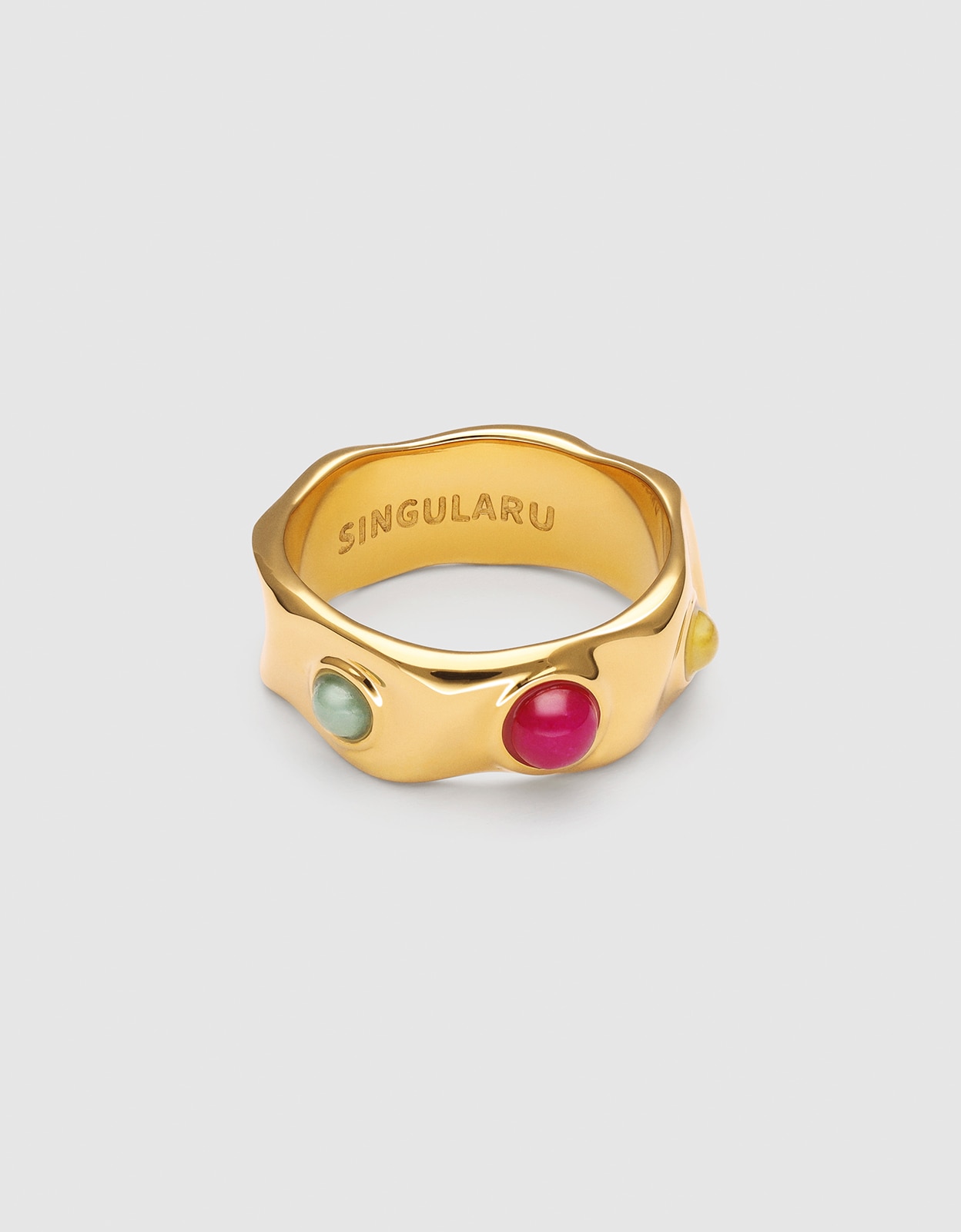 Anillo gina de acero bañado en oro - Singularu - Multicolor Multicolor-1
