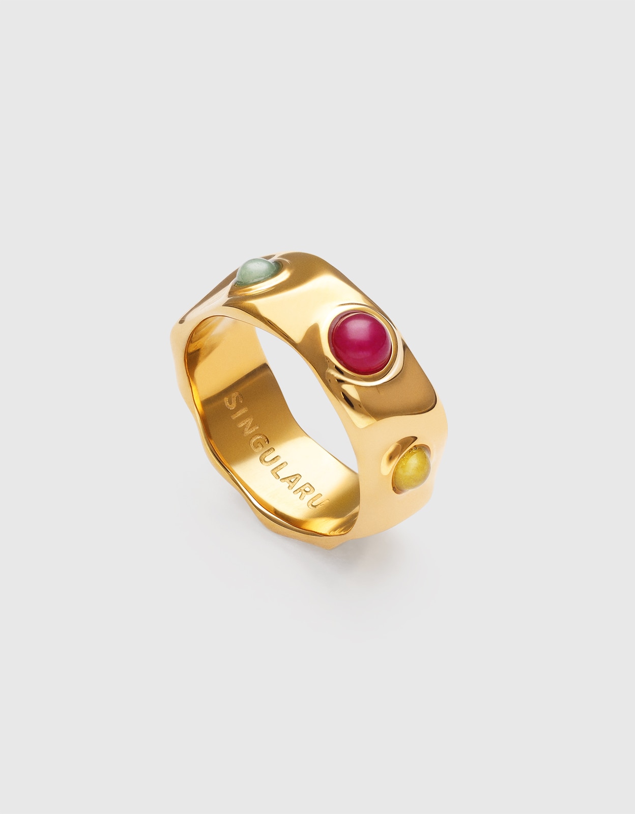 Anillo gina de acero bañado en oro - Singularu - Multicolor Multicolor-3
