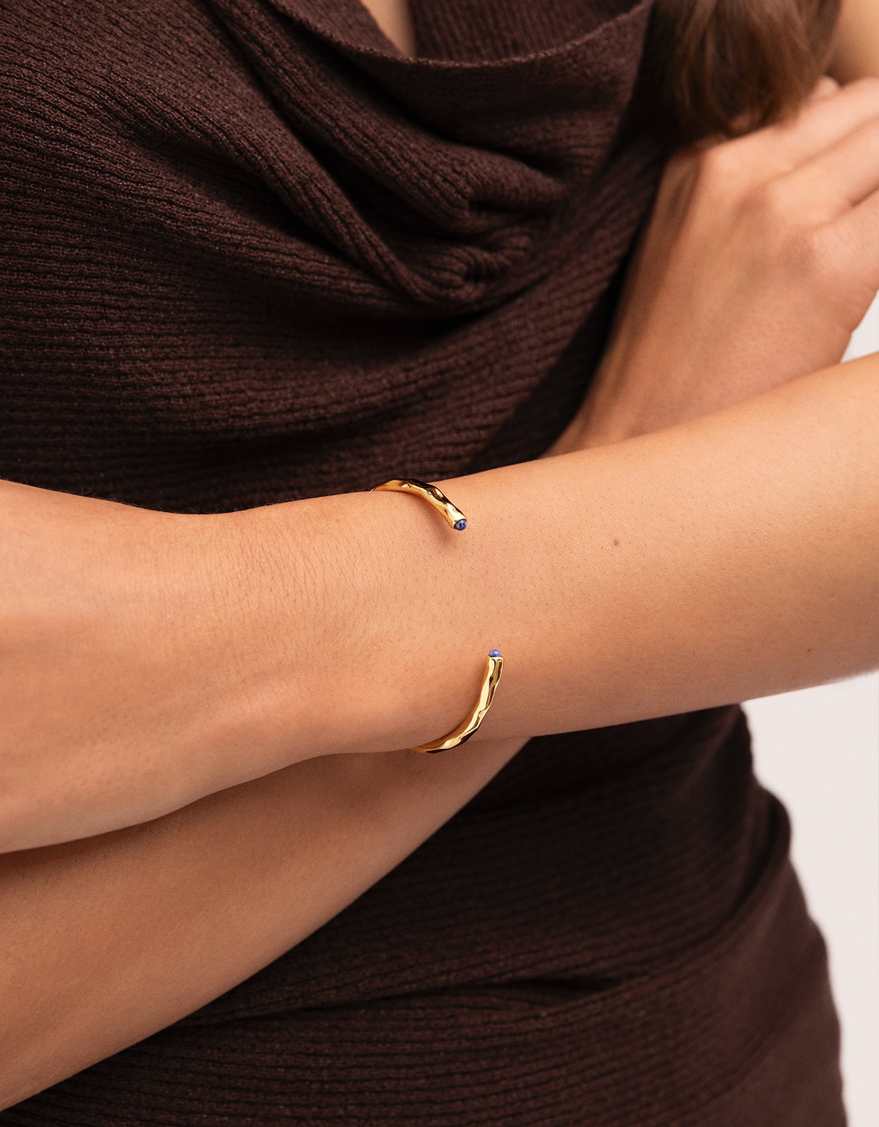 Brazalete cane cianita de aleación de metales bañado en oro - Singularu - Azul Azul-3