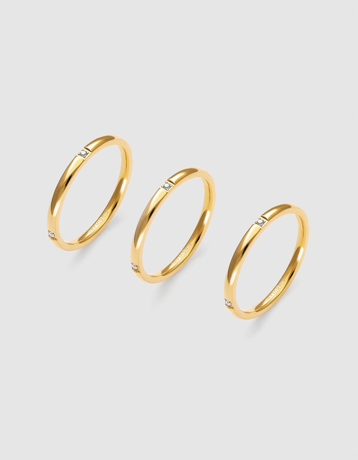 Pack 3 anillos palmar spark de acero bañado en oro - Singularu - Blanco Blanco-1