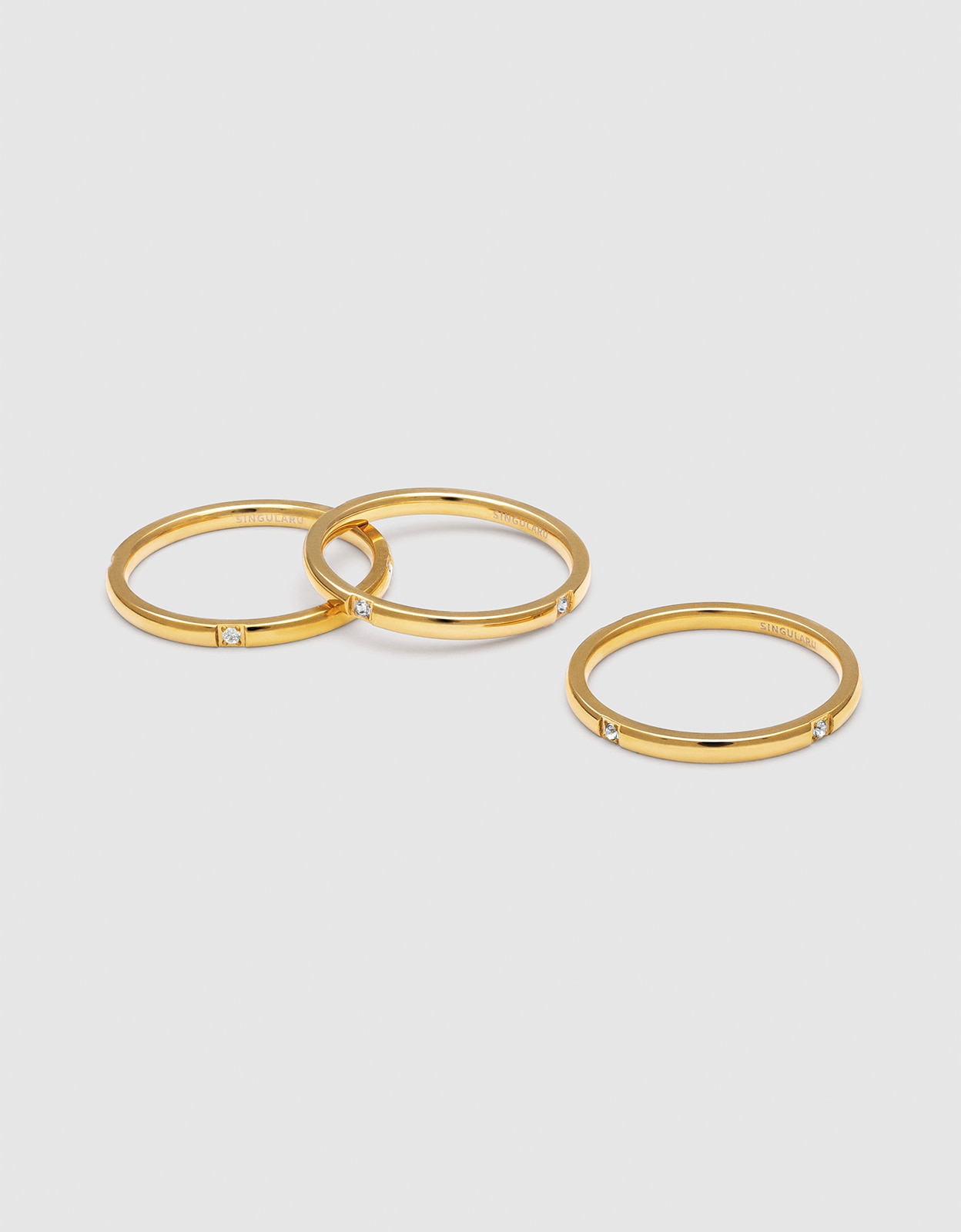 Pack 3 anillos palmar spark de acero bañado en oro - Singularu - Blanco Blanco-3