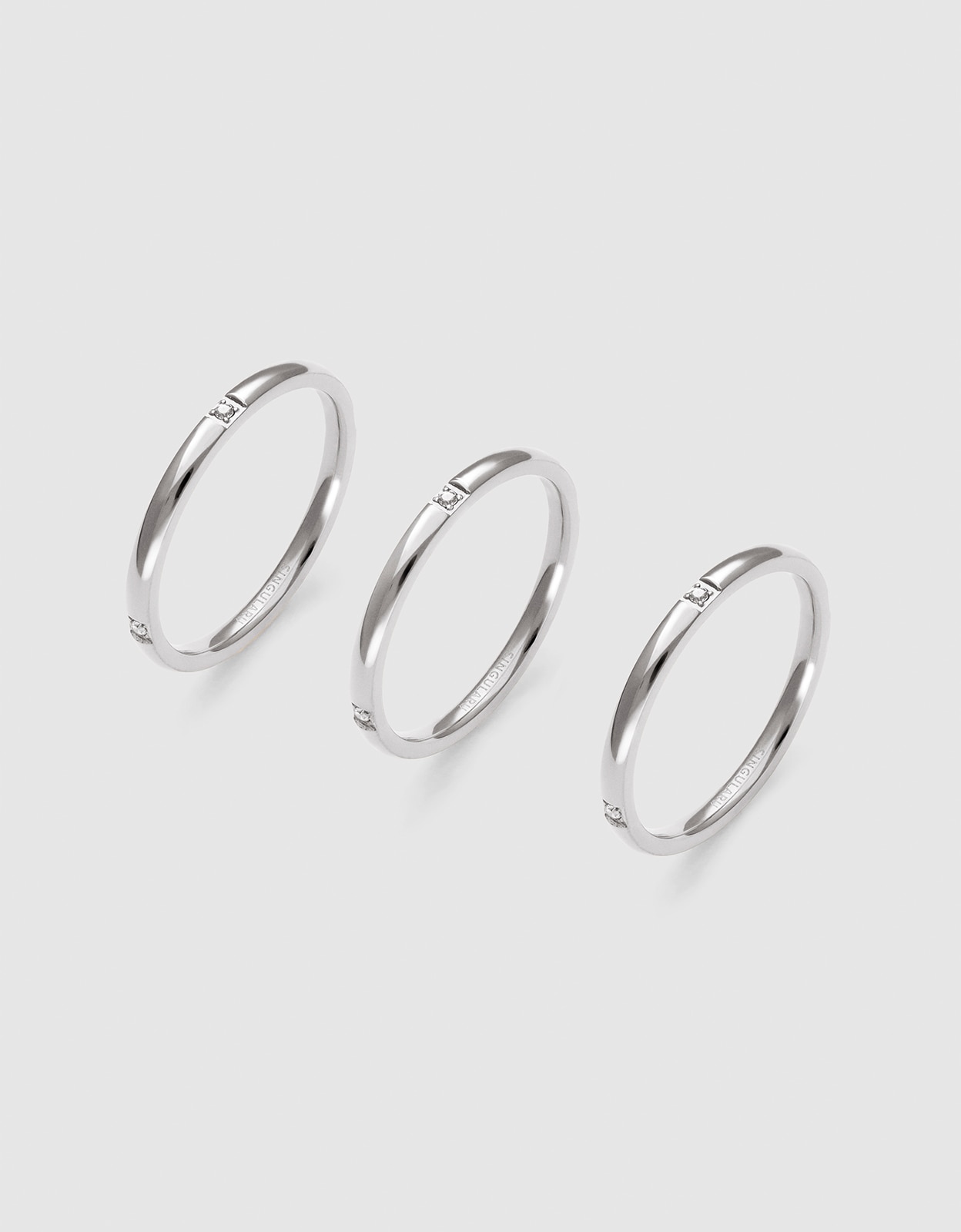 Pack 3 anillos palmar spark de acero - Singularu - Blanco Blanco-1