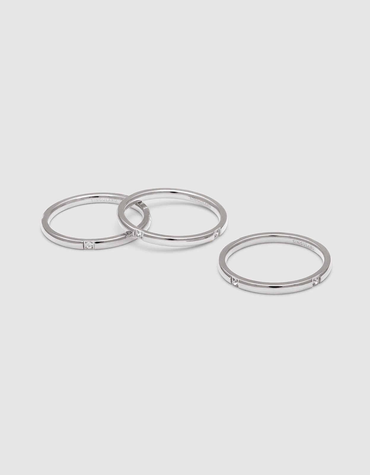 Pack 3 anillos palmar spark de acero - Singularu - Blanco Blanco-3