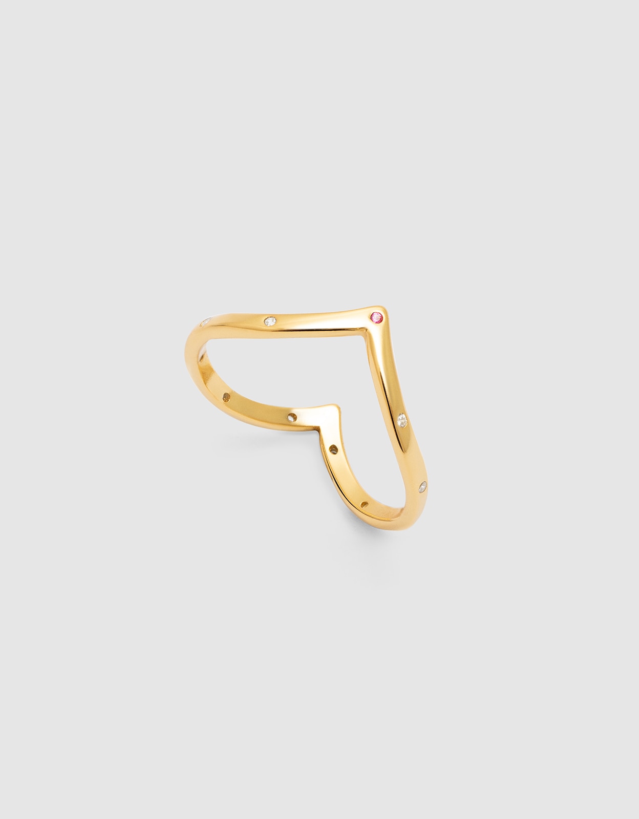 Anillo doble peak pink de aleación de metales bañado en oro - Singularu - Rosa Rosa-3