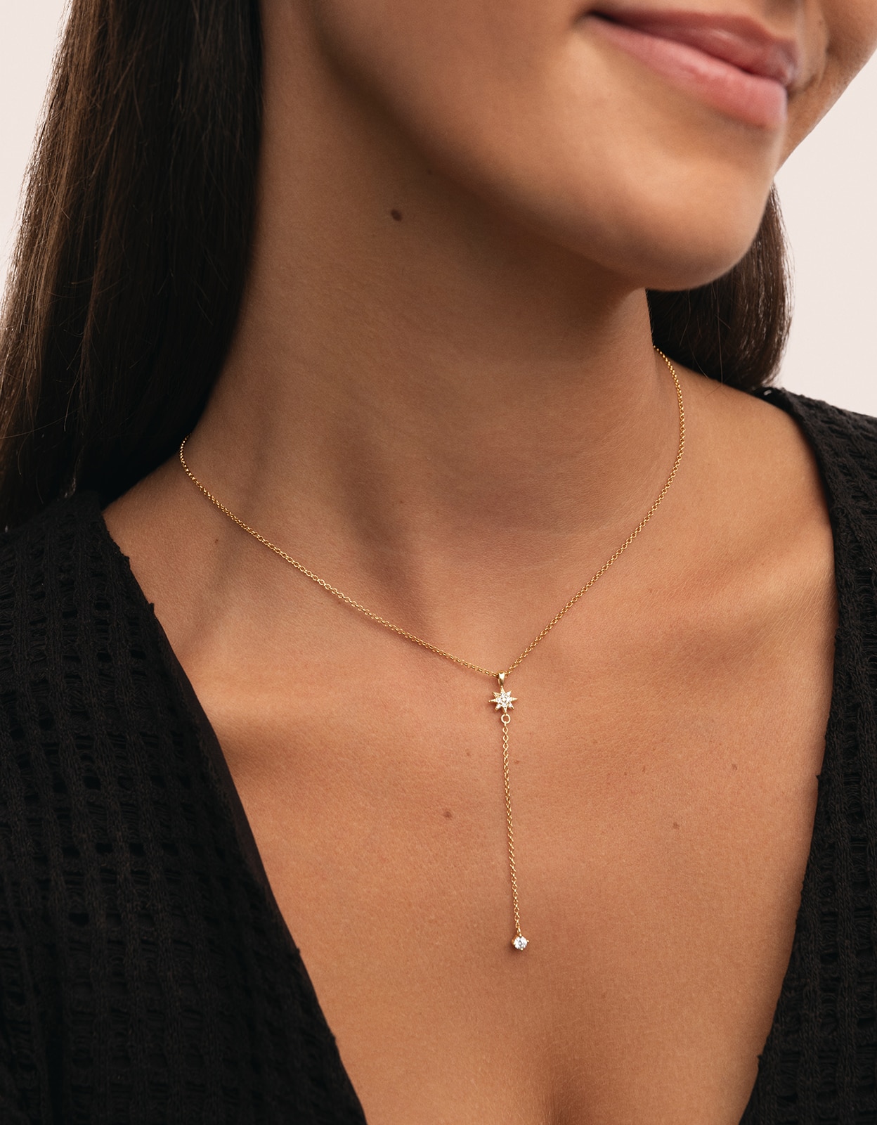 Collar y polar star de aleación de metales bañado en oro - Singularu - Dorado Dorado-2
