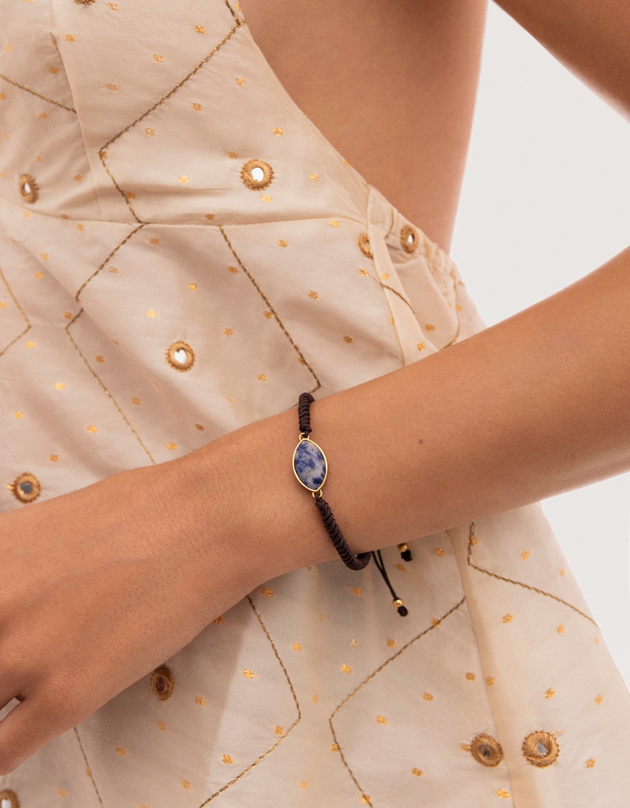 Pulsera alma amulet de acero bañado en oro - Singularu - Azul Azul-2