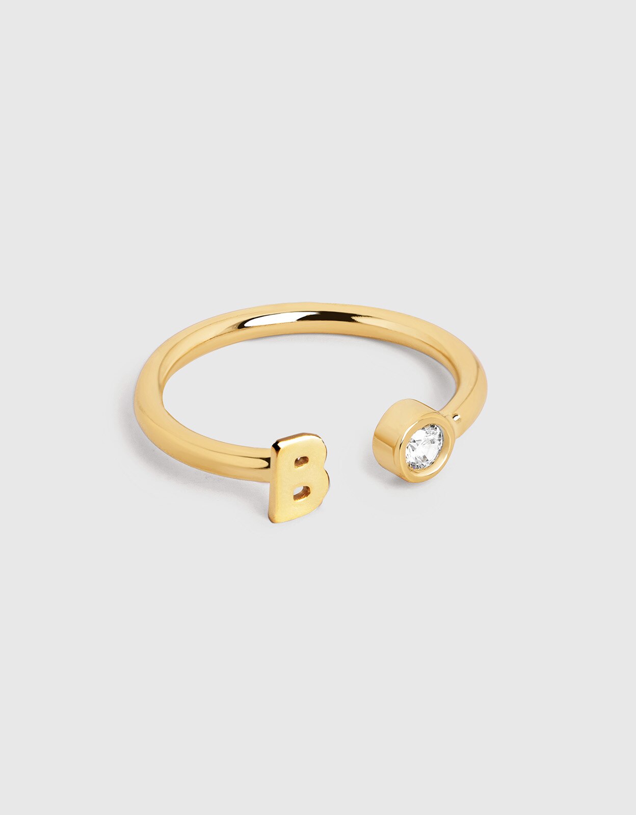Anillo personalizado letter spark de acero bañado en oro - Singularu - b - Blanco Blanco-1