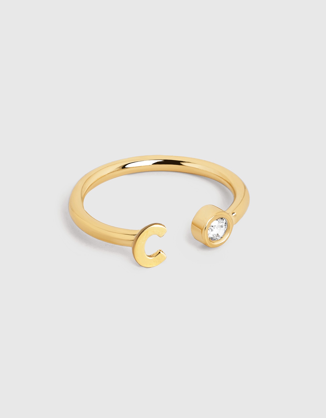 Imagen 1 de Anillo personalizado letter spark de acero bañado en oro - Singularu - c - Blanco Blanco