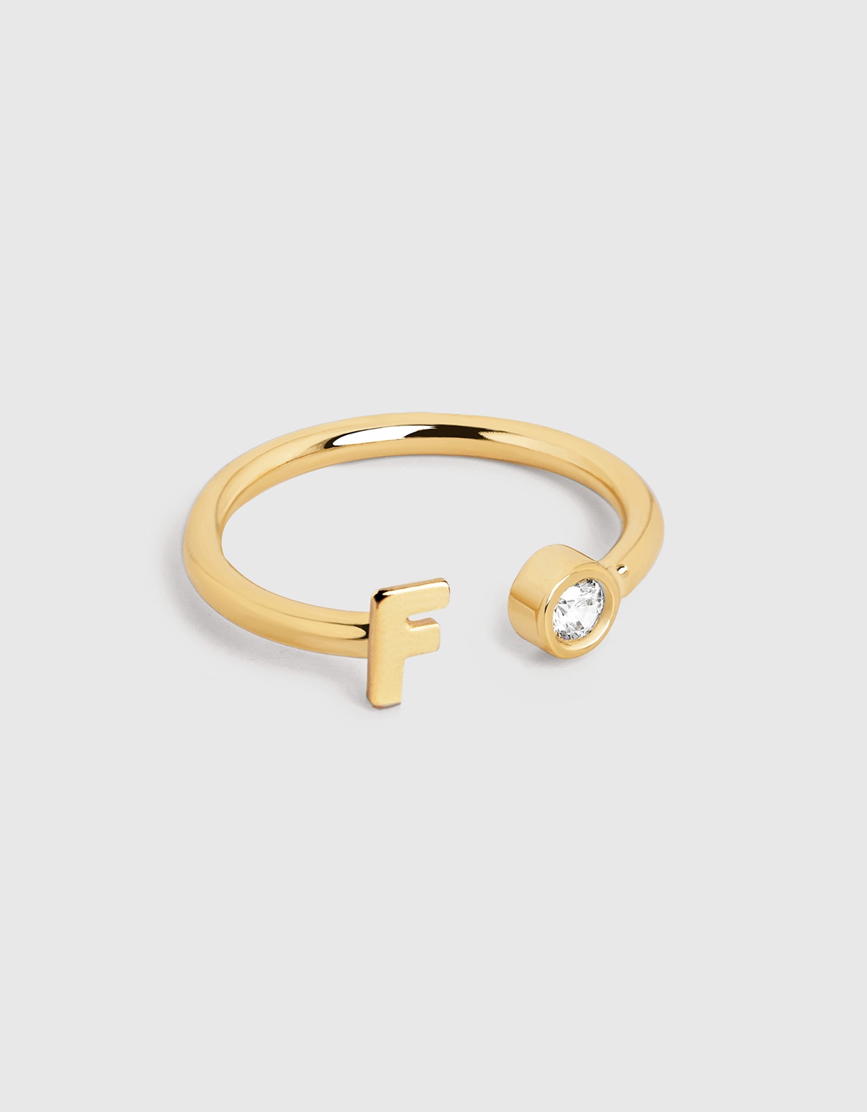 Anillo personalizado letter spark de acero bañado en oro - Singularu - f - Blanco Blanco-1