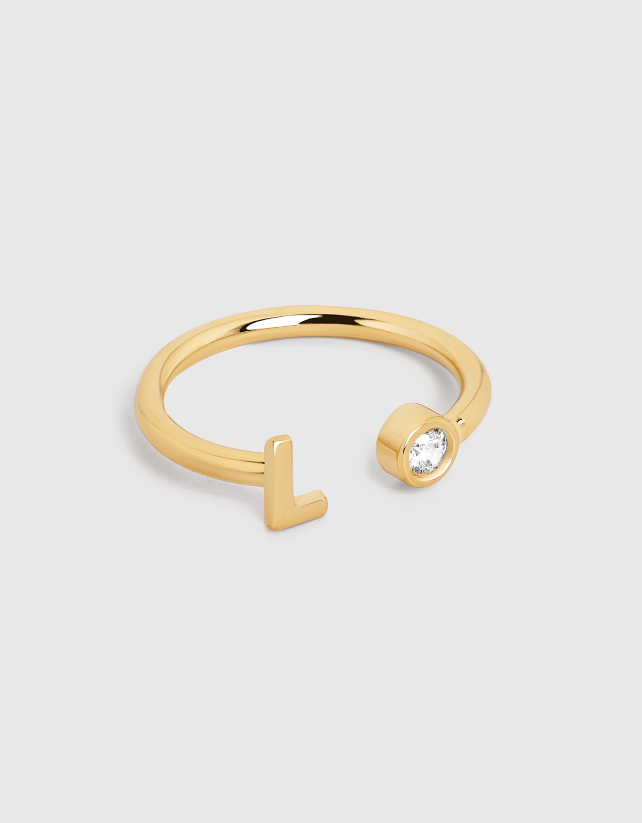 Anillo personalizado letter spark de acero bañado en oro - Singularu - l - Blanco Blanco-1