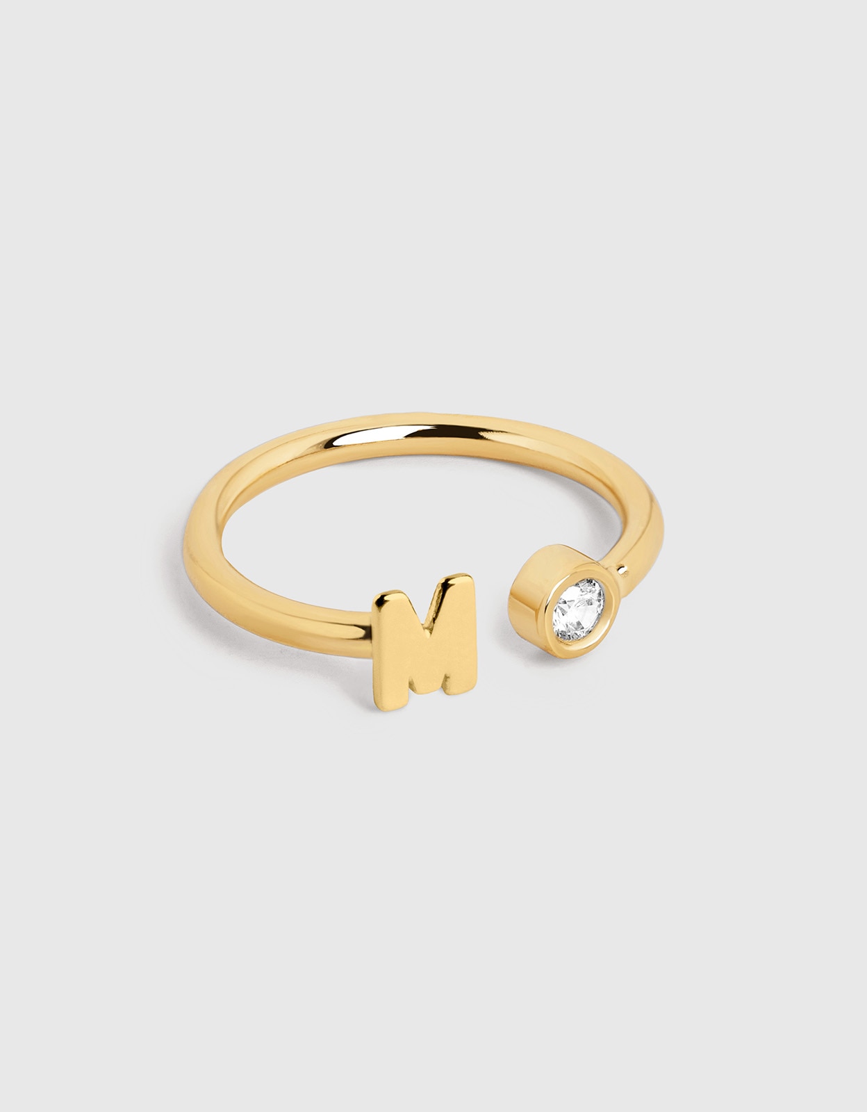 Anillo personalizado letter spark de acero bañado en oro - Singularu - m - Blanco Blanco-1