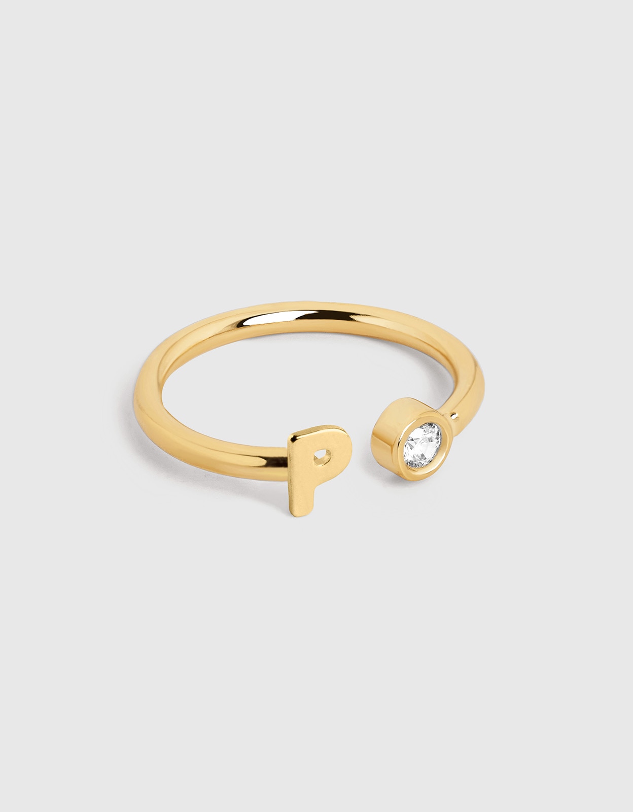 Imagen 1 de Anillo personalizado letter spark de acero bañado en oro - Singularu - p - Blanco Blanco